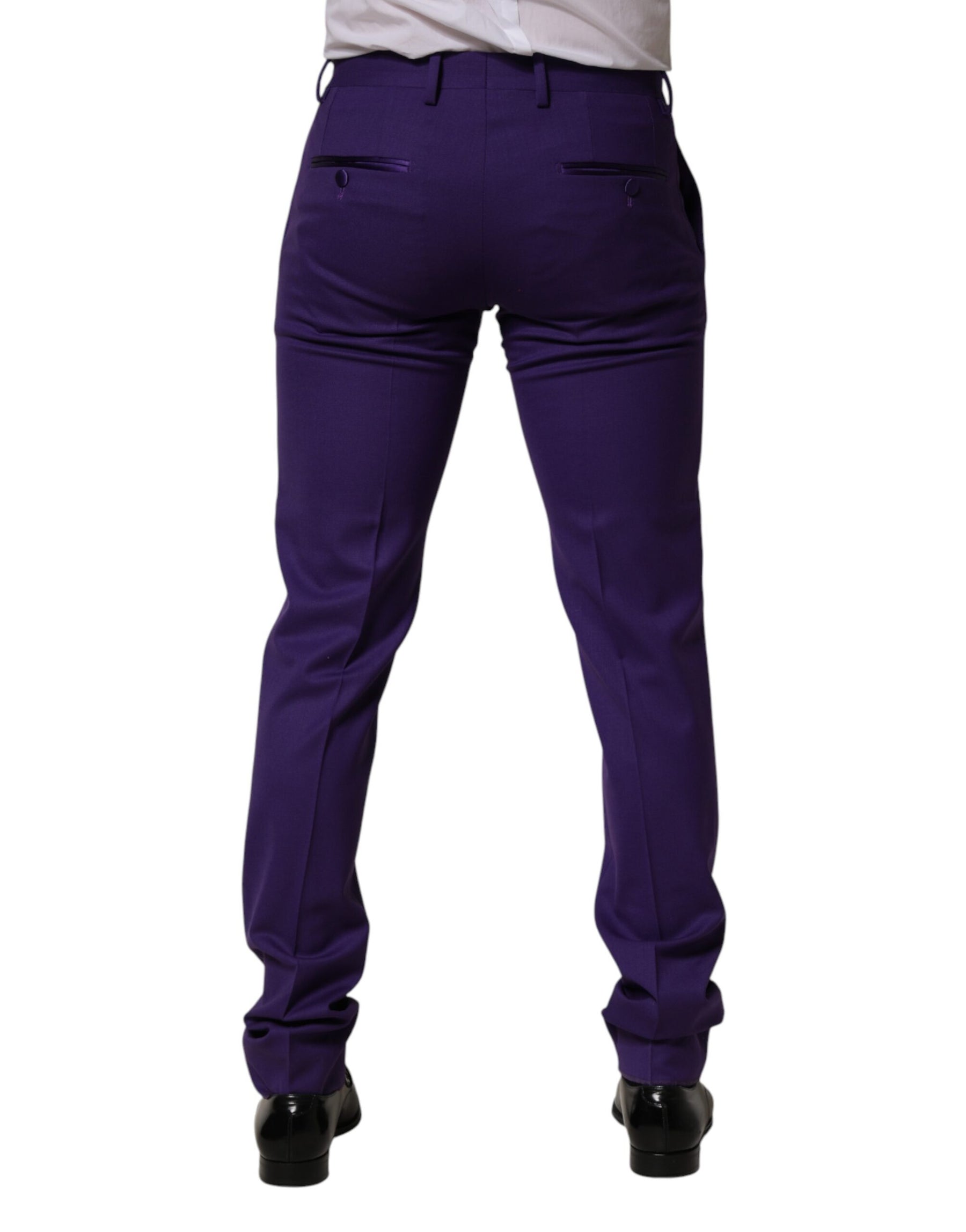Dolce & Gabbana Purple Wool Skinny Dress Men Trouser Pants | Regal Royce
