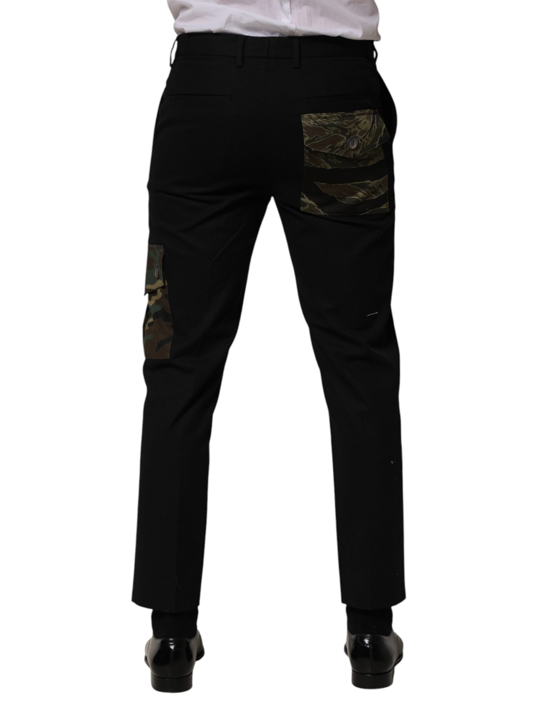 Dolce & Gabbana Black Cotton Skinny Dress Cargo Trouser Pants | Regal Royce