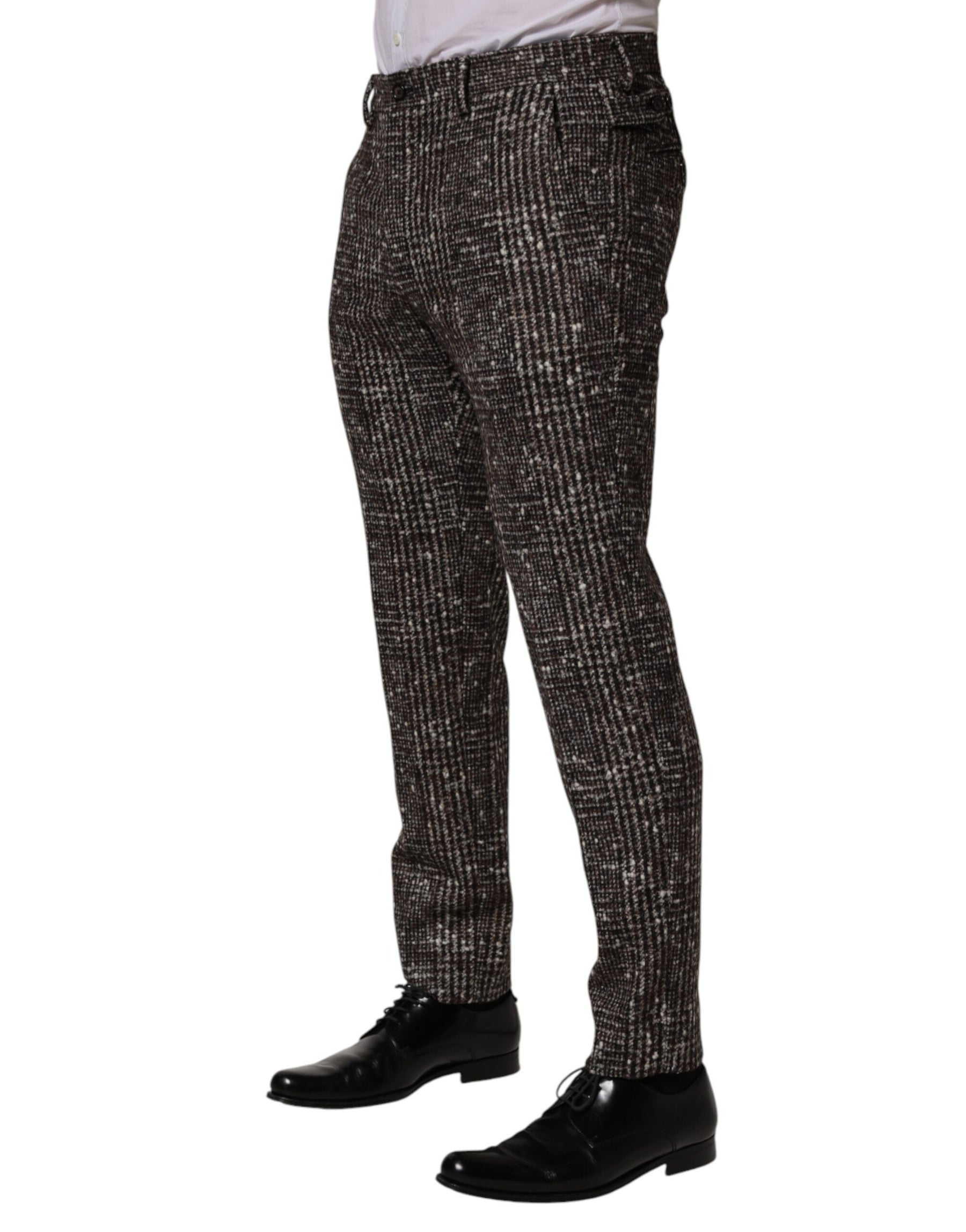 Dolce & Gabbana Brown Wool Plaid Skinny Dress Trouser Pants | Regal Royce