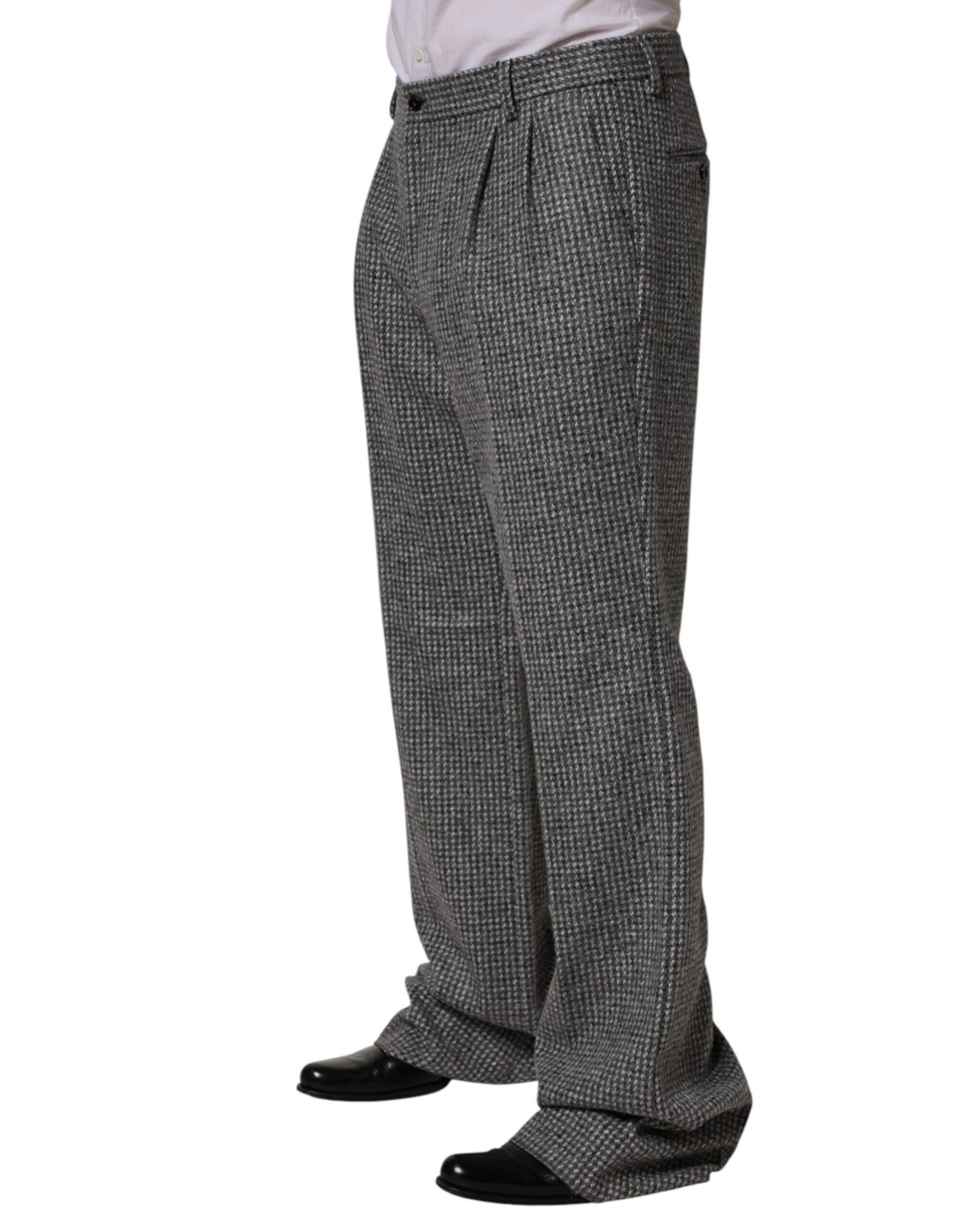 Dolce & Gabbana Gray Houndstooth Straight Dress Trouser Pants | Regal Royce