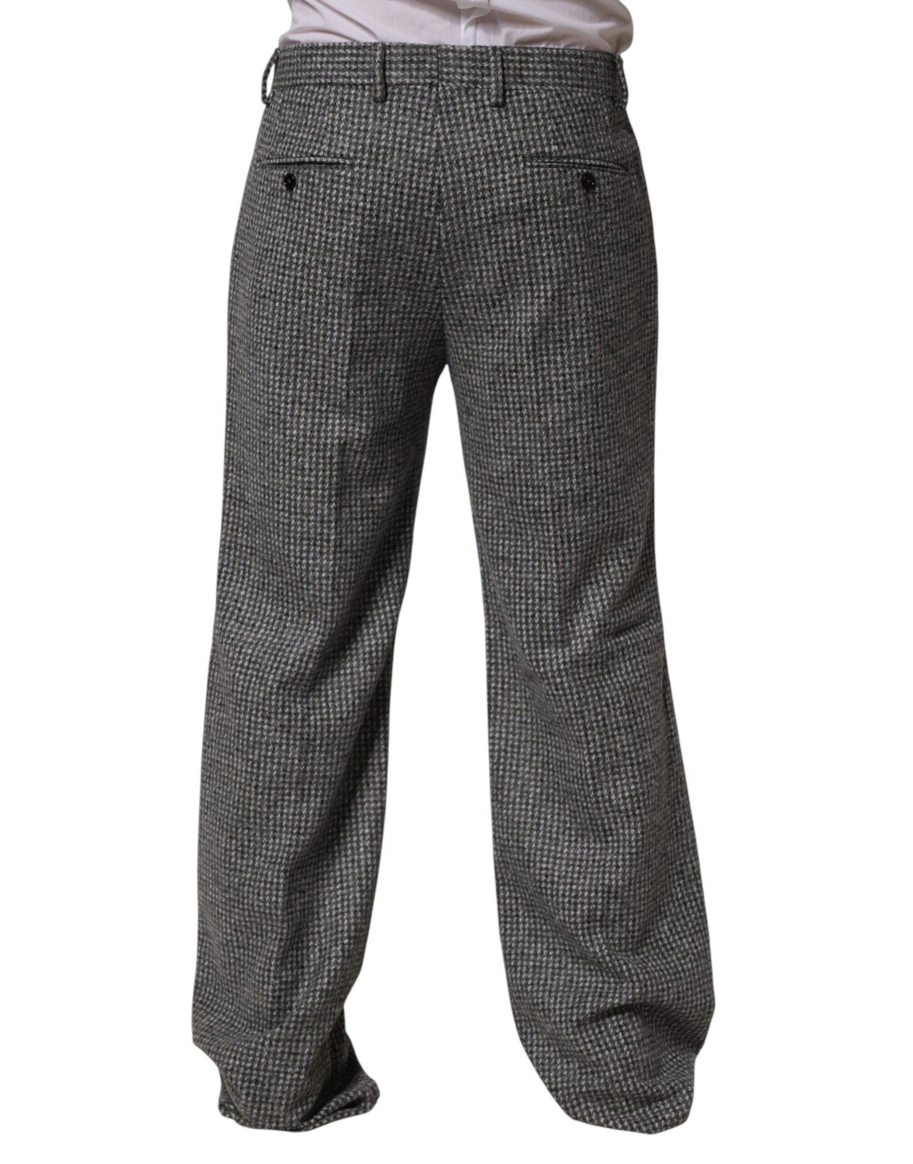 Dolce & Gabbana Gray Houndstooth Straight Dress Trouser Pants | Regal Royce