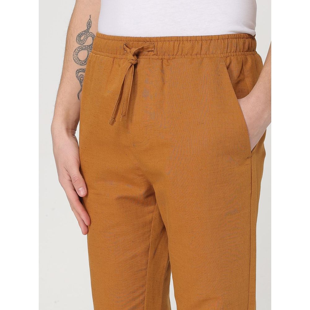 Colmar Brown Cotton And Linen Pants | Regal Royce