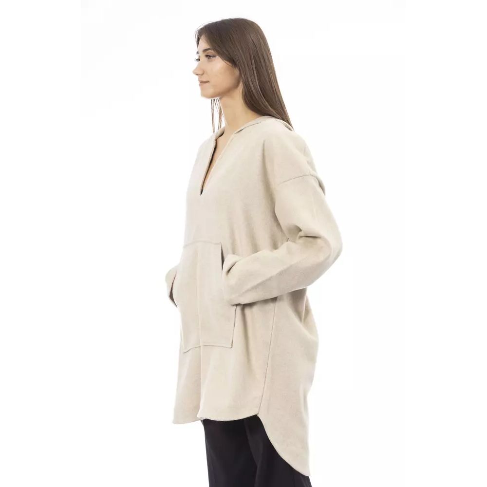 Alpha Studio Beige Wool Hoodie | Regal Royce