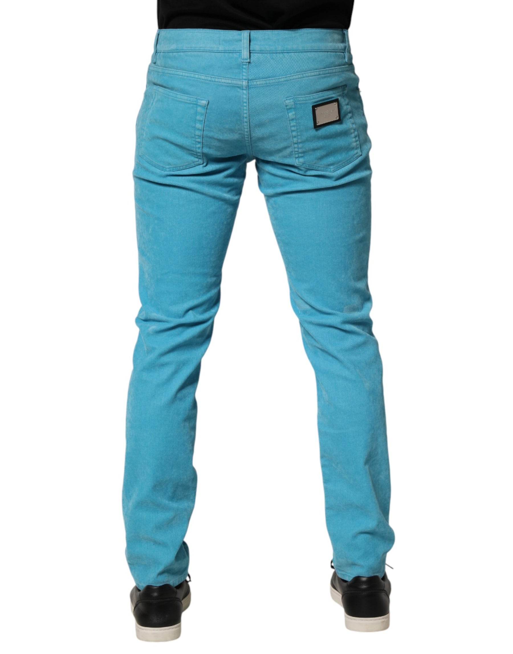 Dolce & Gabbana Blue Cotton Skinny Men Denim Trouser Jeans | Regal Royce