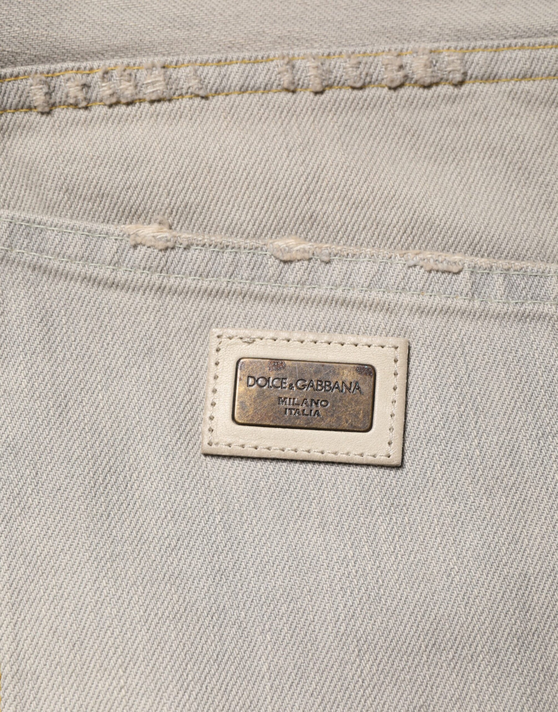 Dolce & Gabbana Light Gray Cotton Straight Denim Trouser Jeans | Regal Royce