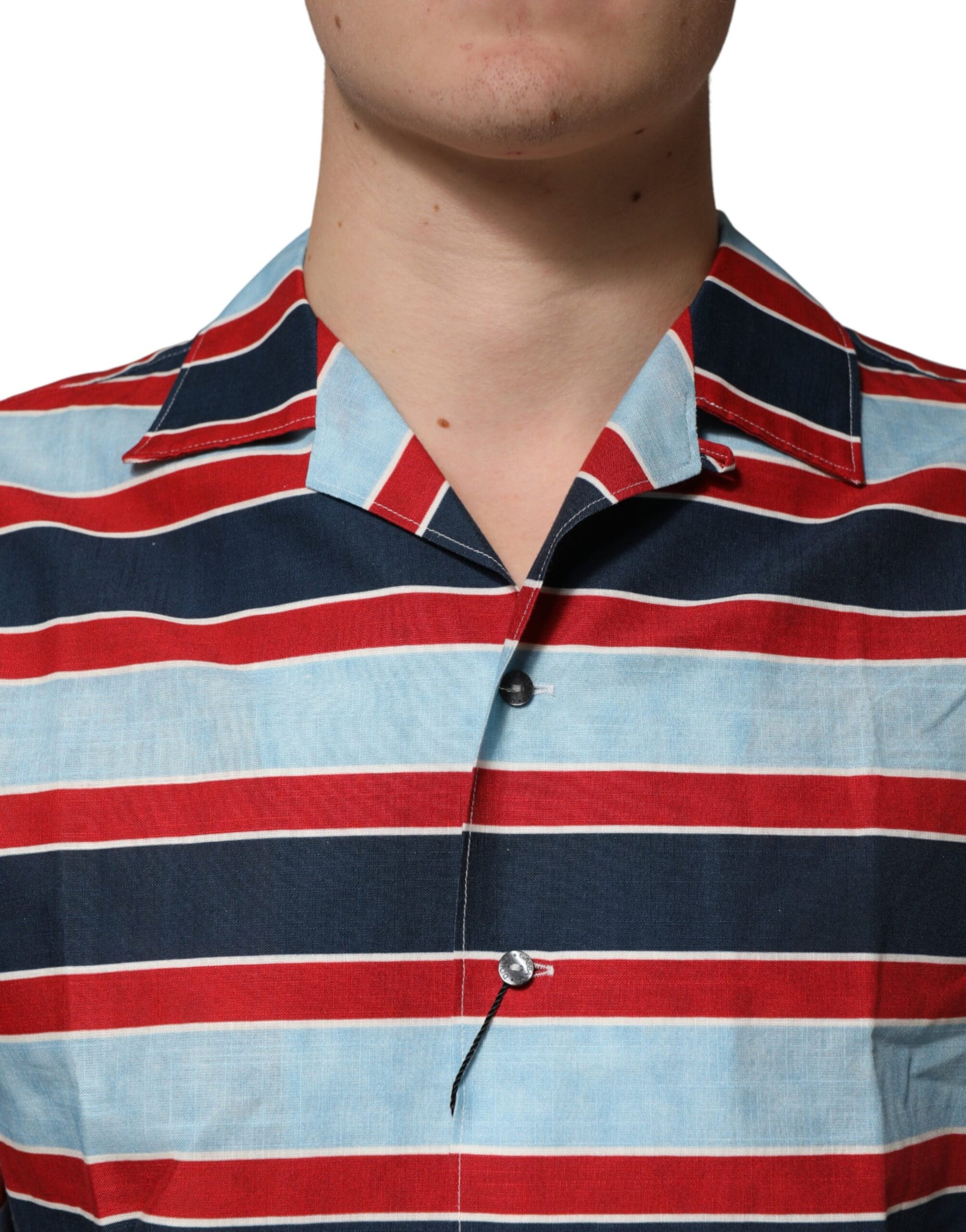 Dolce & Gabbana Multicolor Stripes Cotton Men Button Down Shirt | Regal Royce