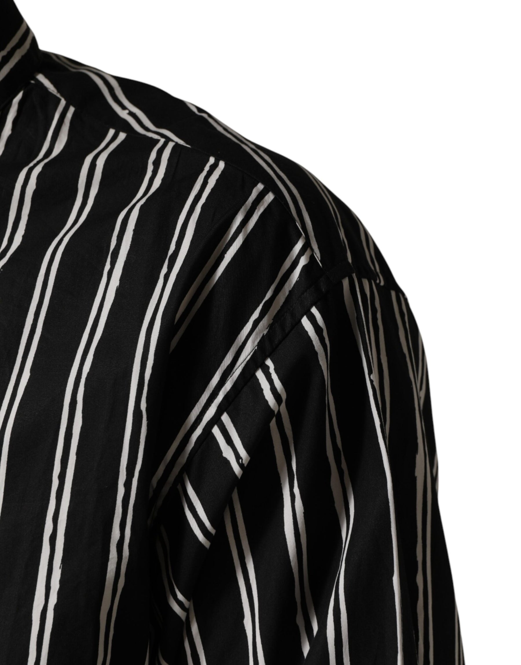 Dolce & Gabbana Black Stripes Cotton Men Formal Dress Shirt | Regal Royce