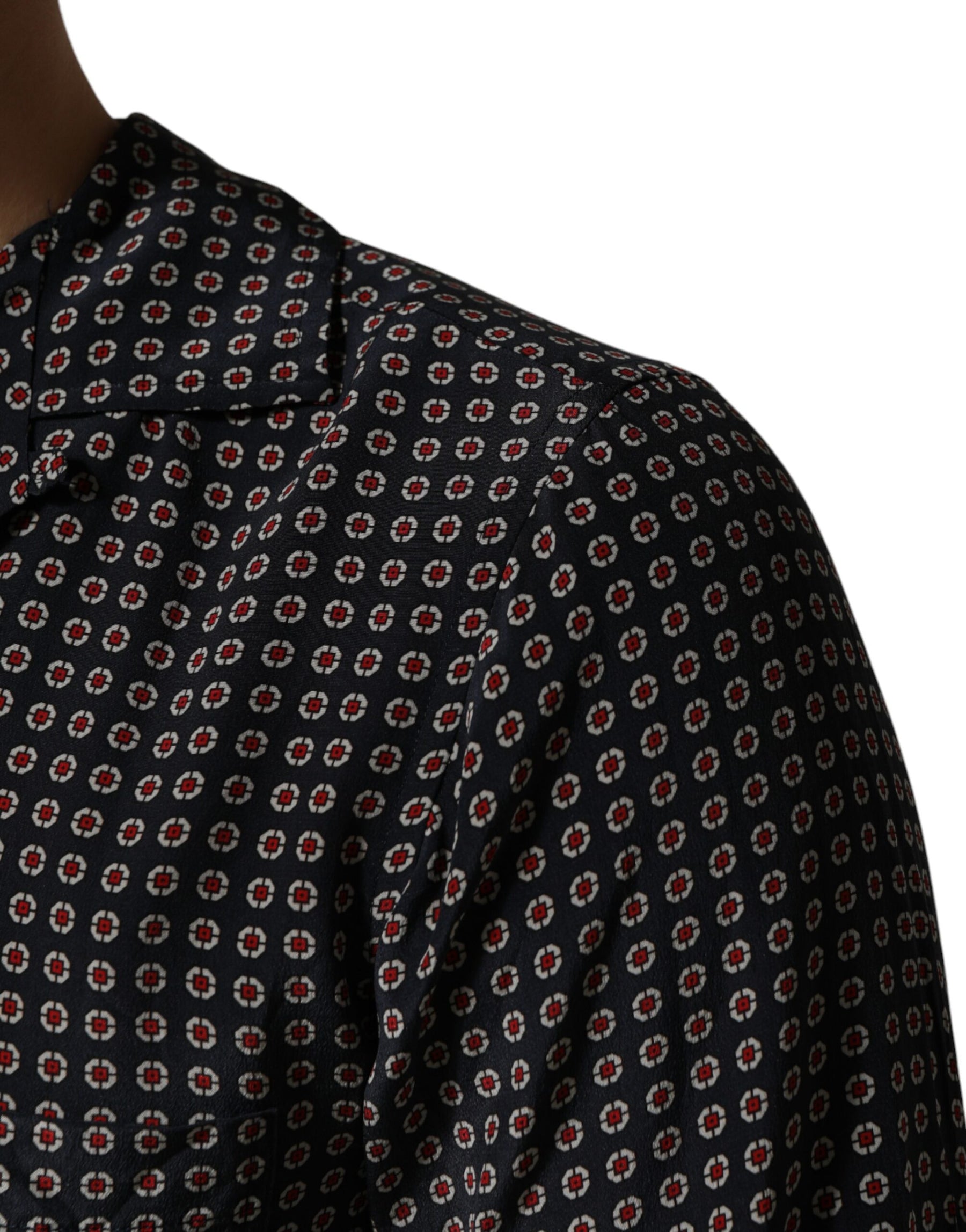 Dolce & Gabbana Black Patterned Silk Men Button Down Shirt | Regal Royce