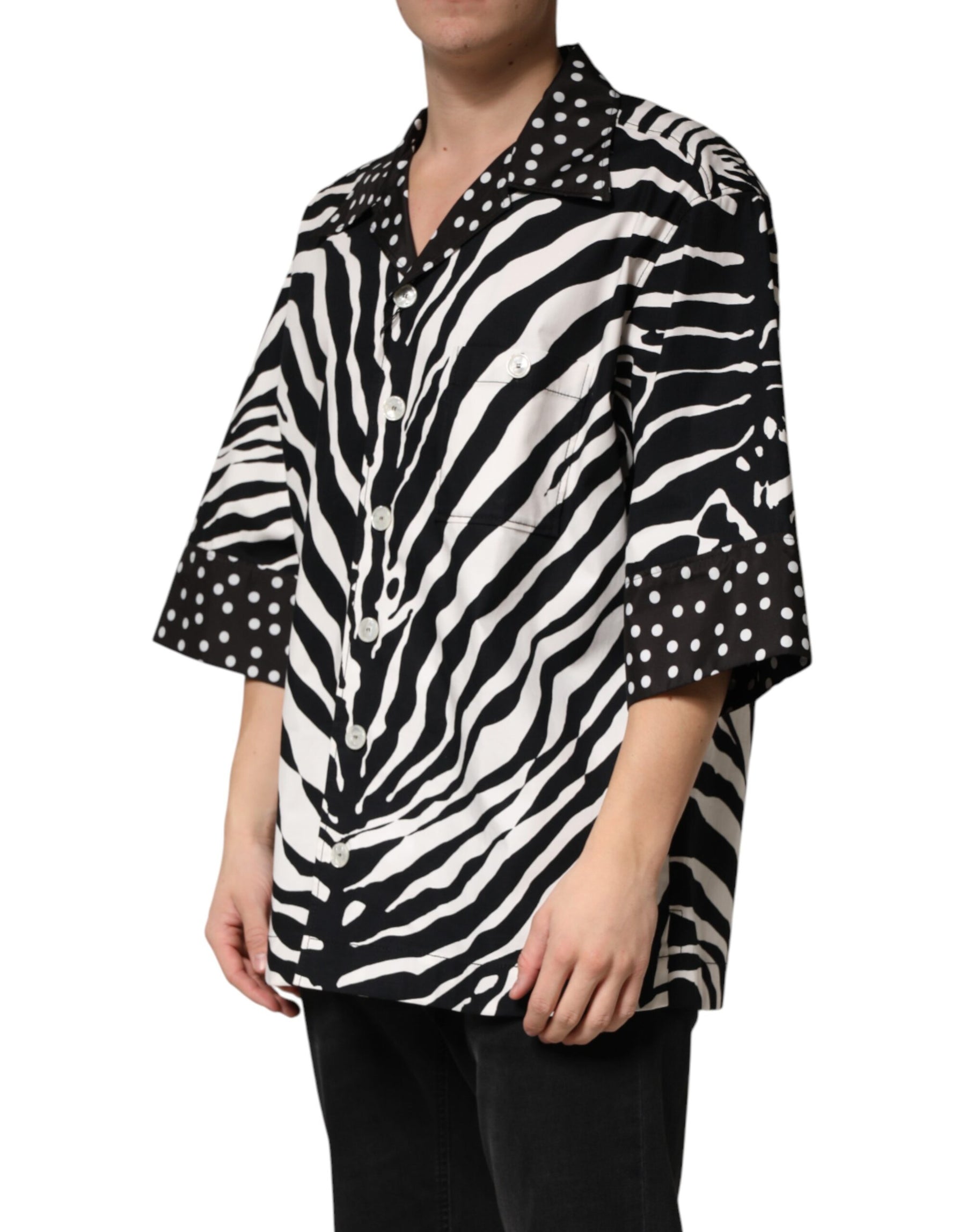 Dolce & Gabbana Black White Zebra ButtonDown Oversize Shirt | Regal Royce