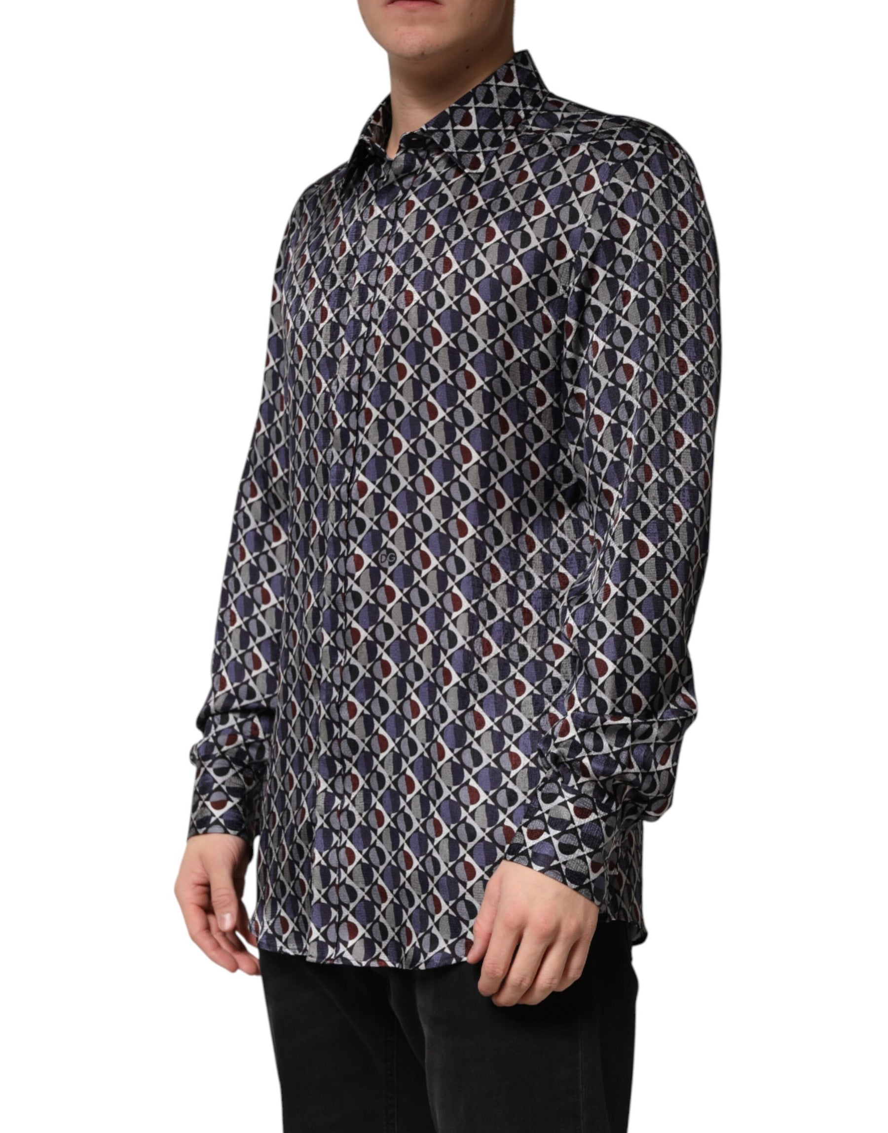 Dolce & Gabbana Multicolor Patterned Collared GOLD Men Dress Shirt | Regal Royce