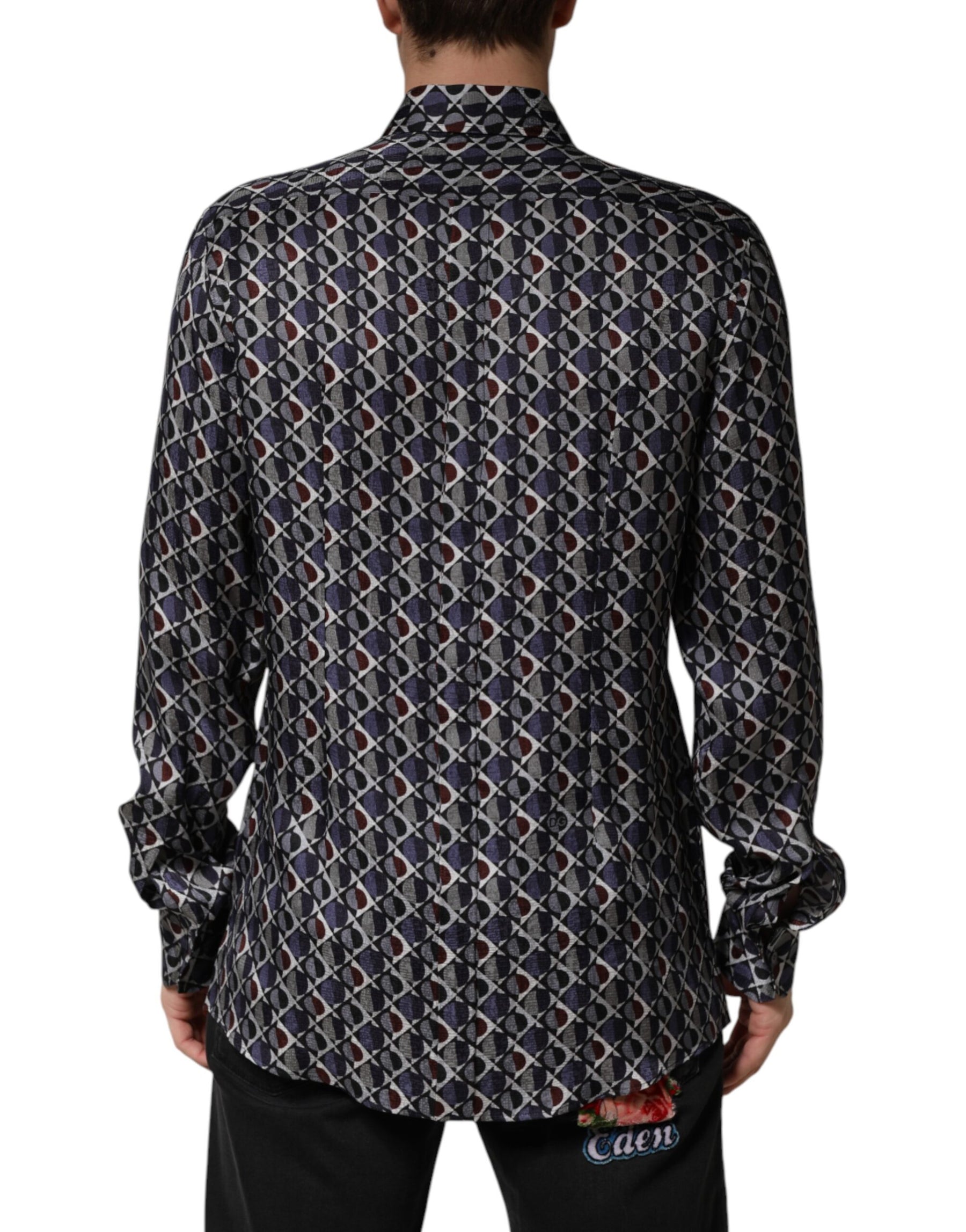 Dolce & Gabbana Multicolor Patterned Collared GOLD Men Dress Shirt | Regal Royce