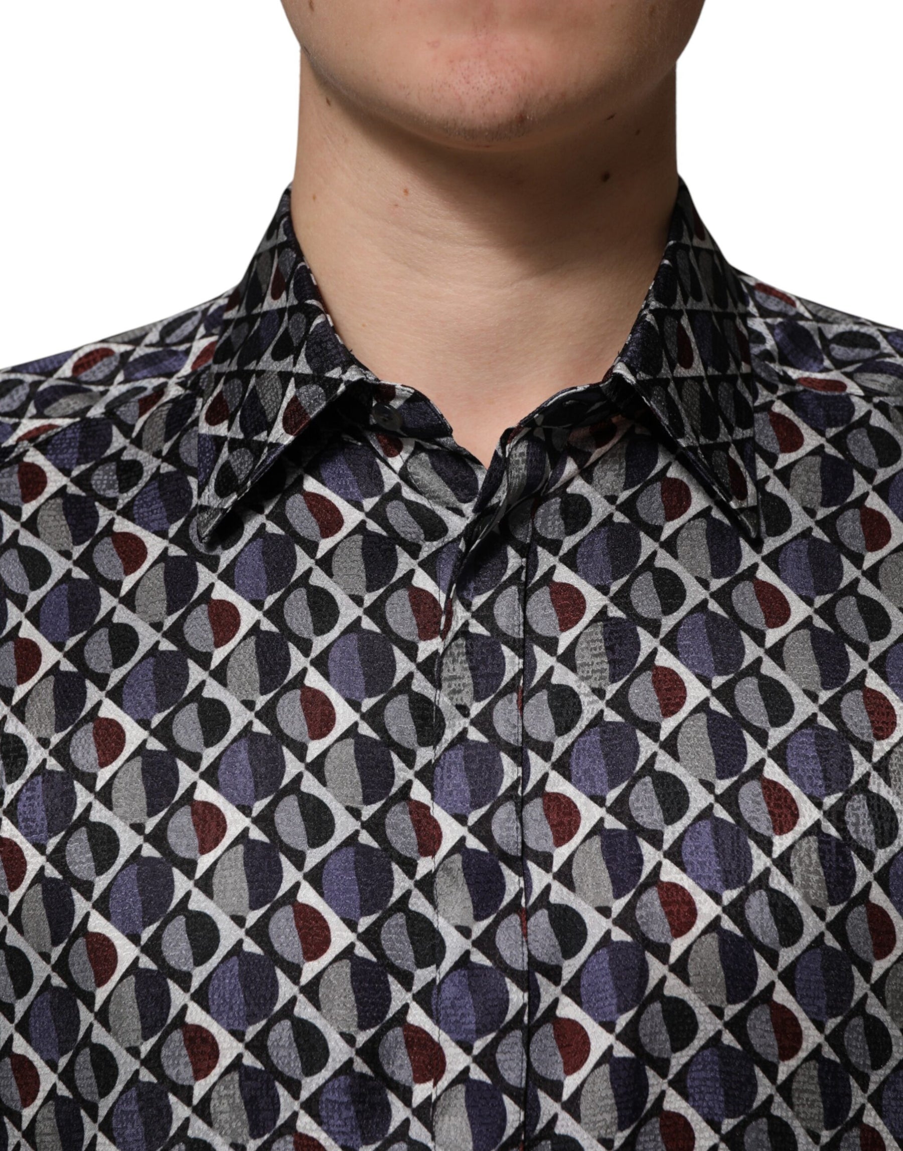 Dolce & Gabbana Multicolor Patterned Collared GOLD Men Dress Shirt | Regal Royce