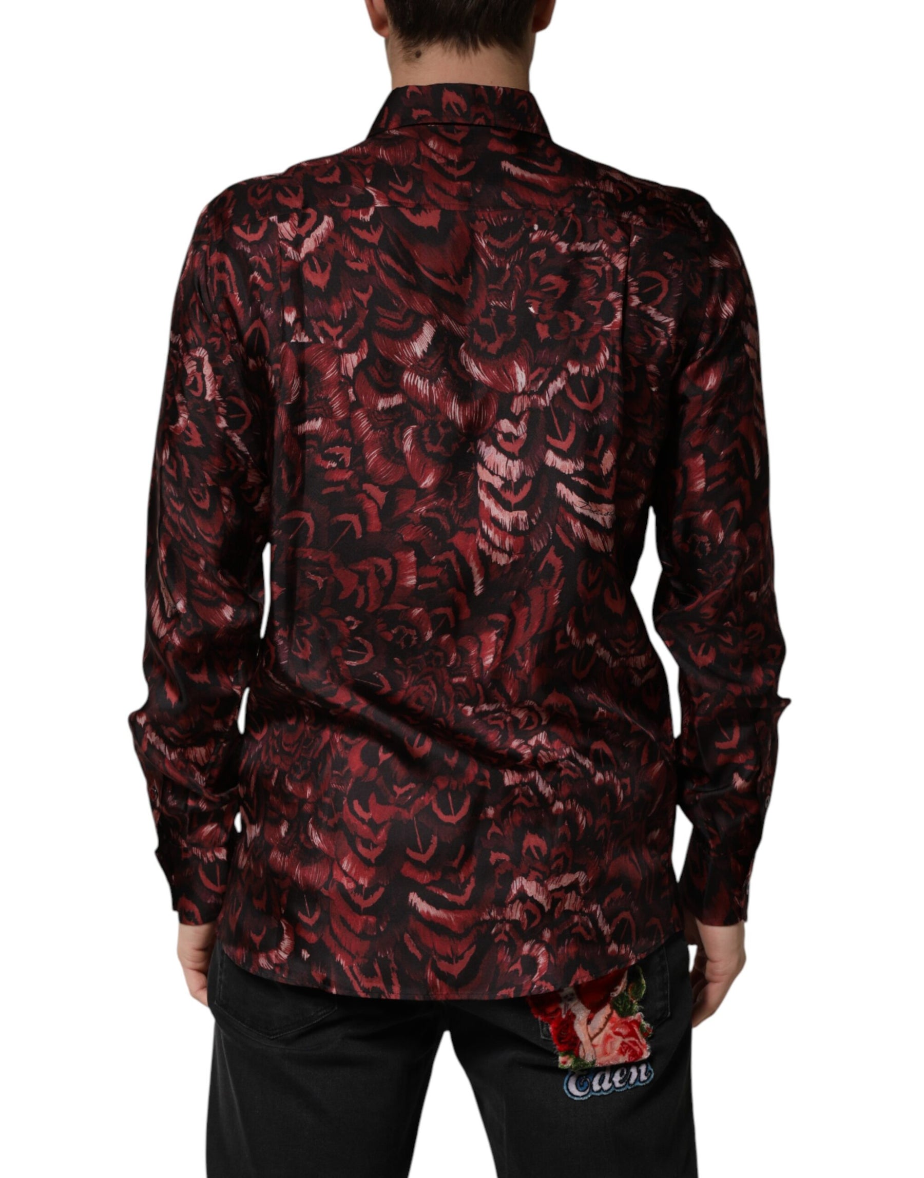 Dolce & Gabbana Bordeaux Patterned Collared Men Dress Shirt | Regal Royce