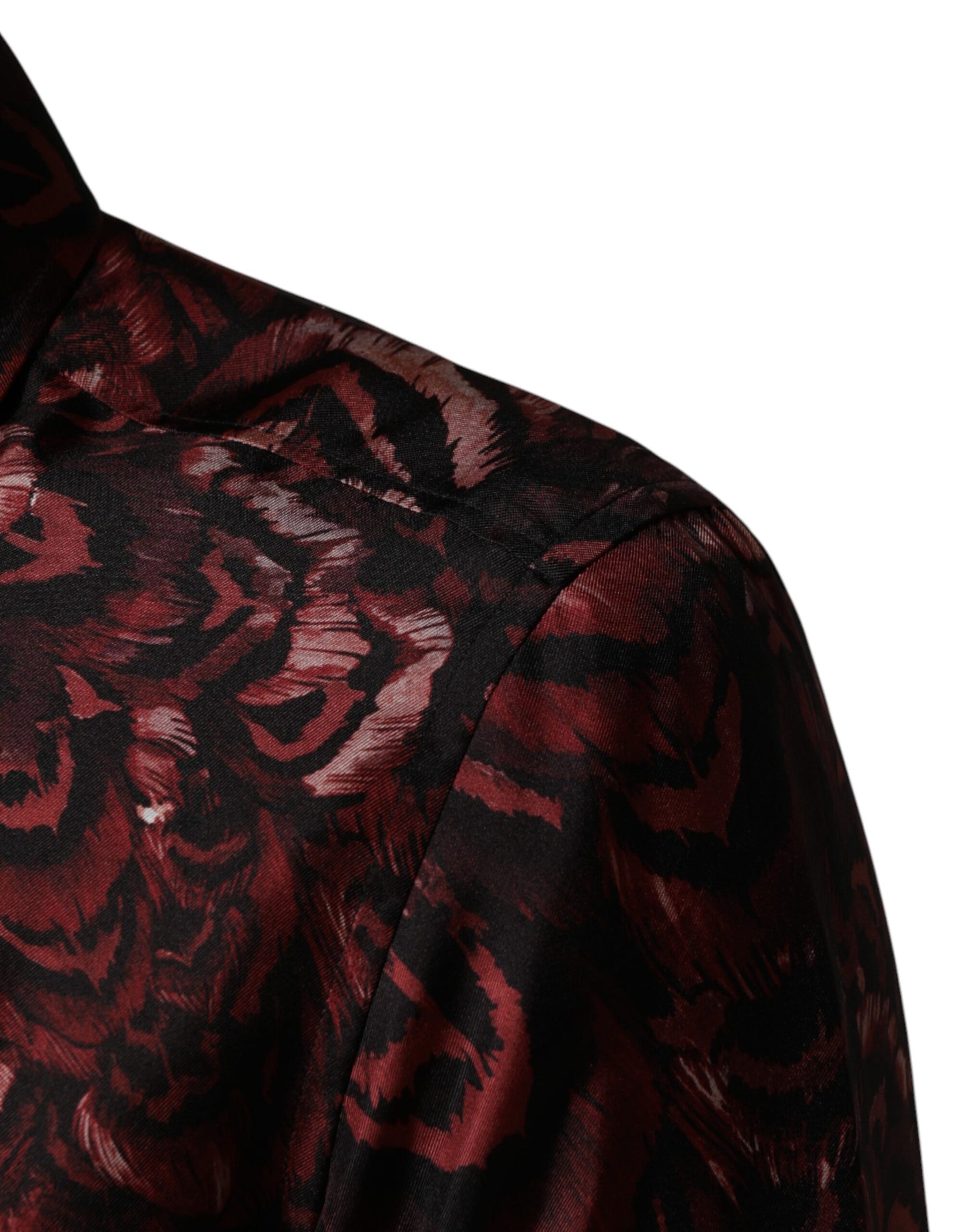 Dolce & Gabbana Bordeaux Patterned Collared Men Dress Shirt | Regal Royce