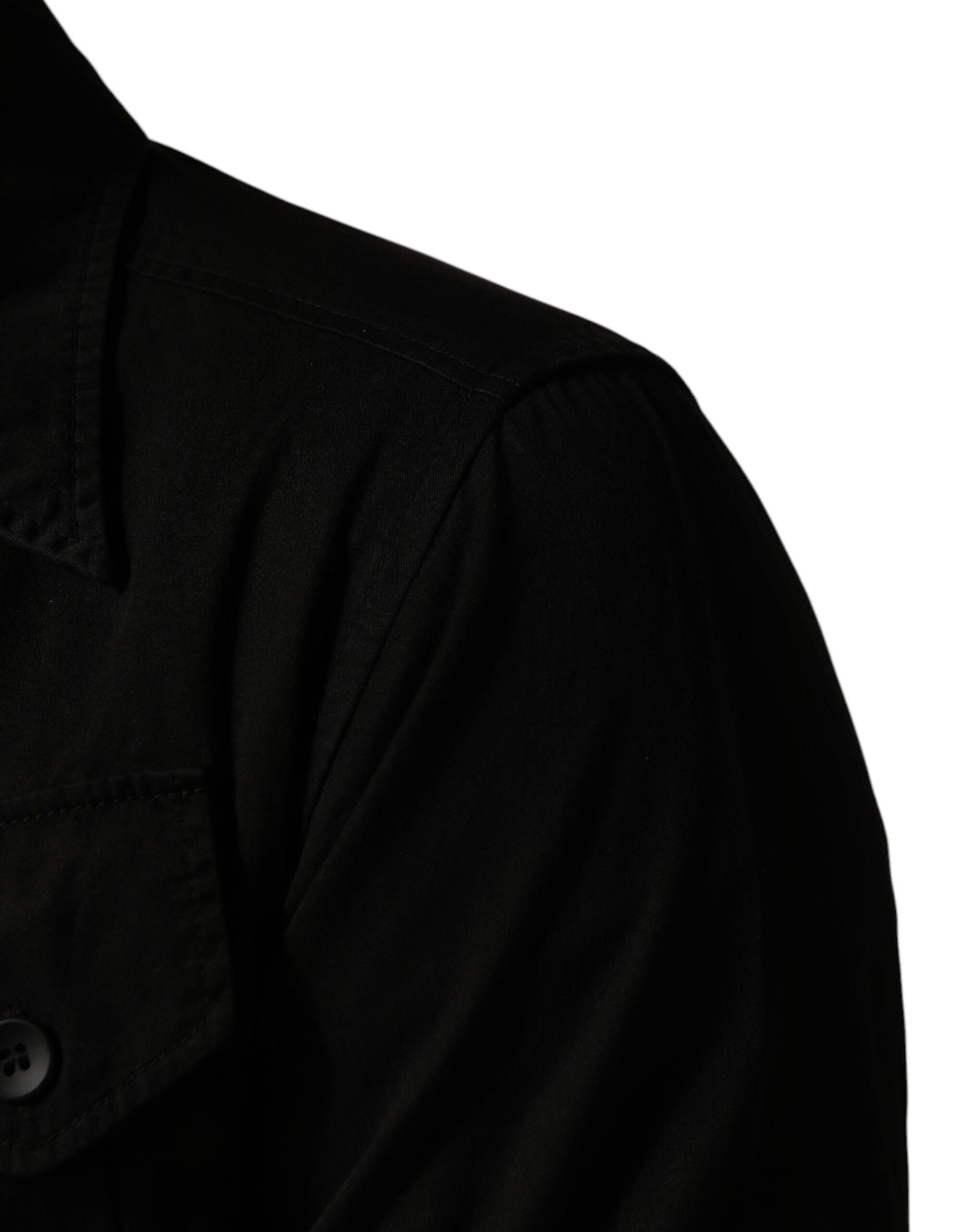 Dolce & Gabbana Black Cotton Collared Men Button Down Shirt | Regal Royce