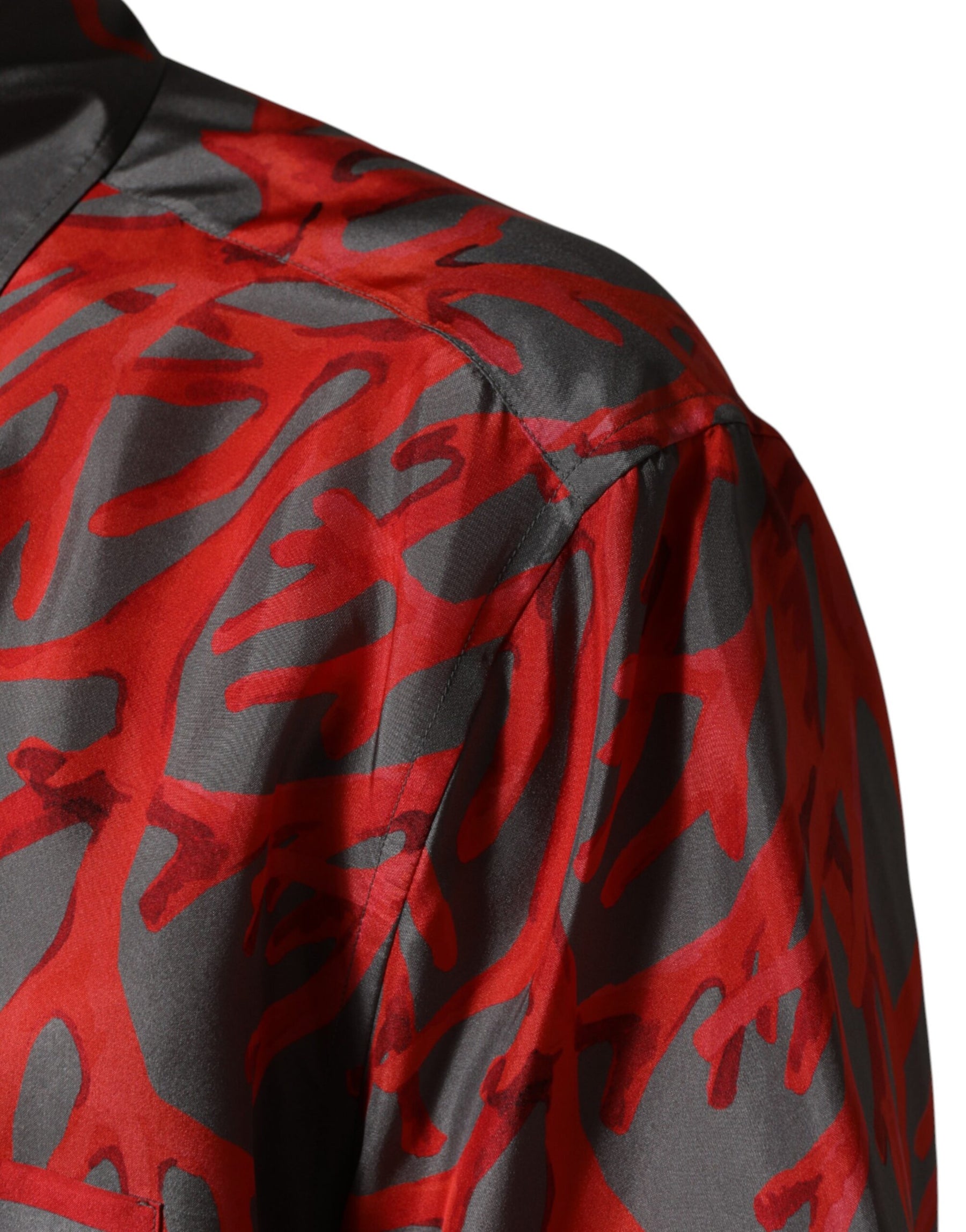 Dolce & Gabbana Gray Red Corals Short Sleeves Casual Shirt | Regal Royce