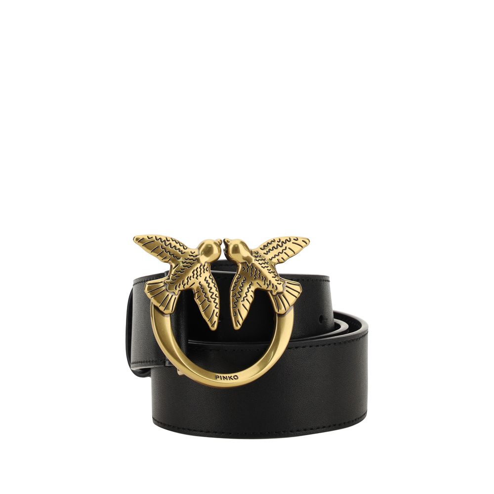 PINKO Black Calf Leather Bos Taurus Belt | Regal Royce