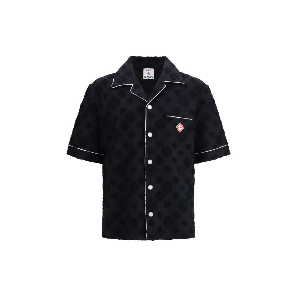 Casablanca Black Cotton Shortsleeve Shirt | Regal Royce