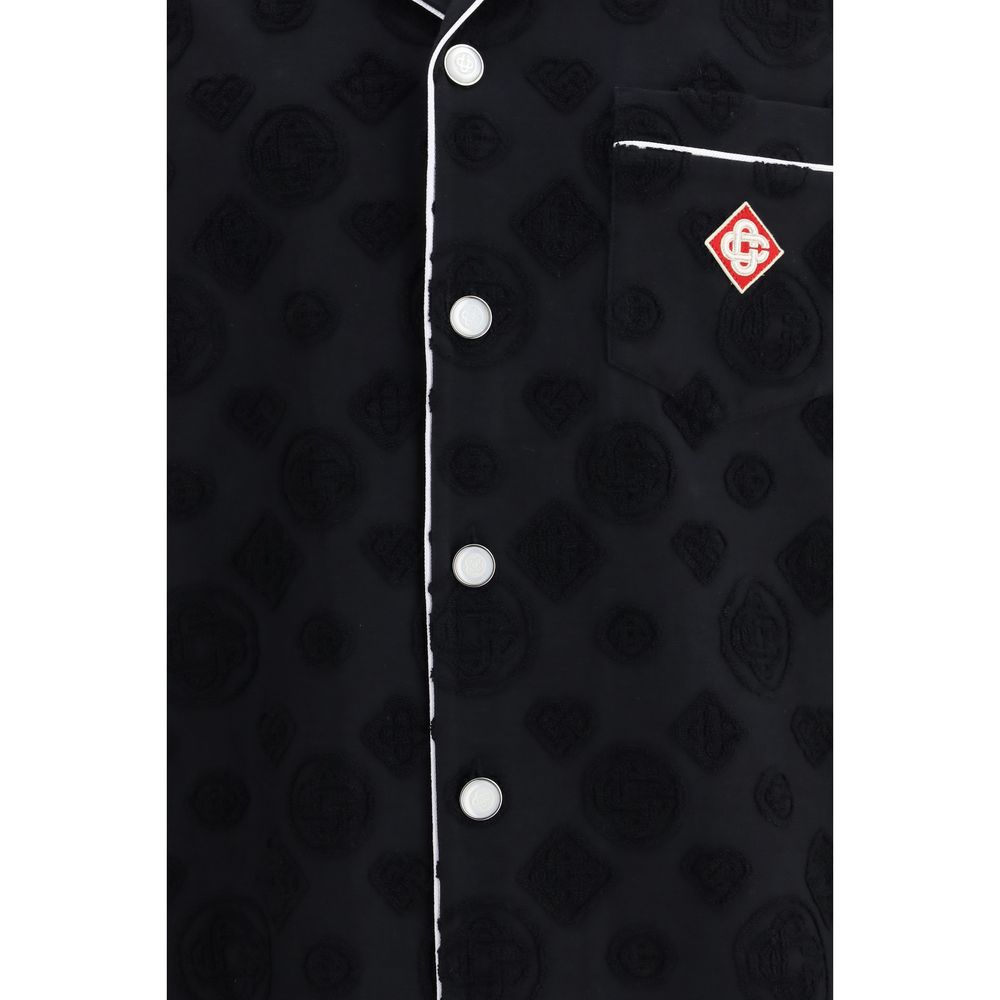 Casablanca Black Cotton Shortsleeve Shirt | Regal Royce