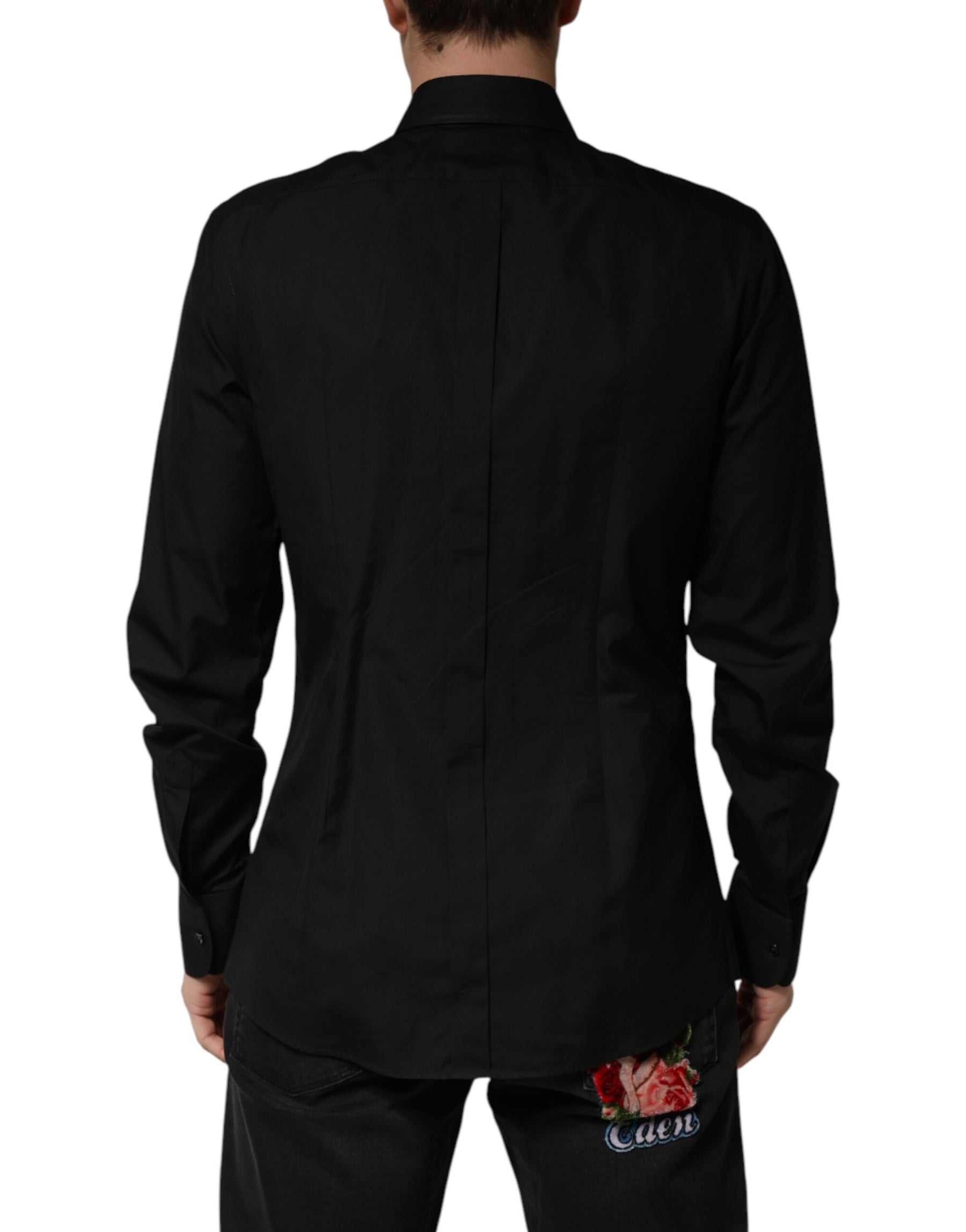 Dolce & Gabbana Black Crystal GOLD Formal Cotton Dress Shirt | Regal Royce