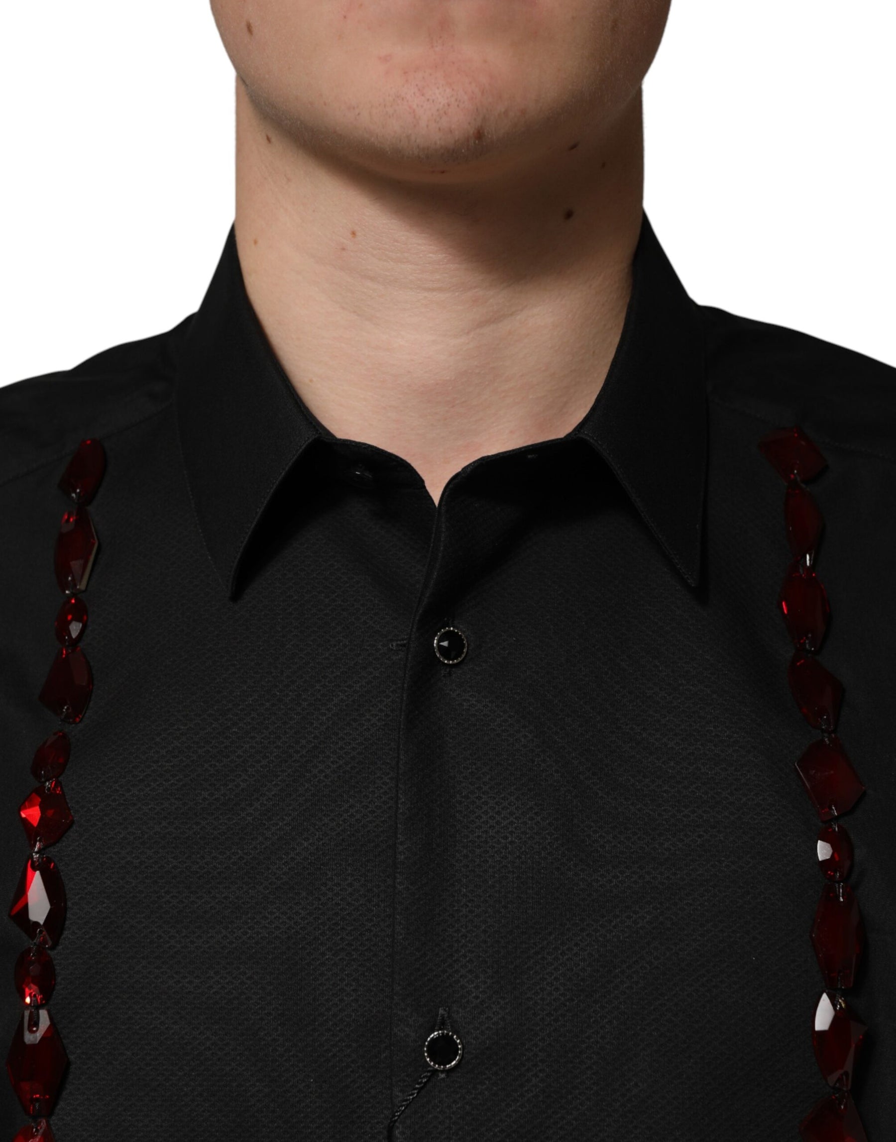 Dolce & Gabbana Black Crystal GOLD Formal Cotton Dress Shirt | Regal Royce