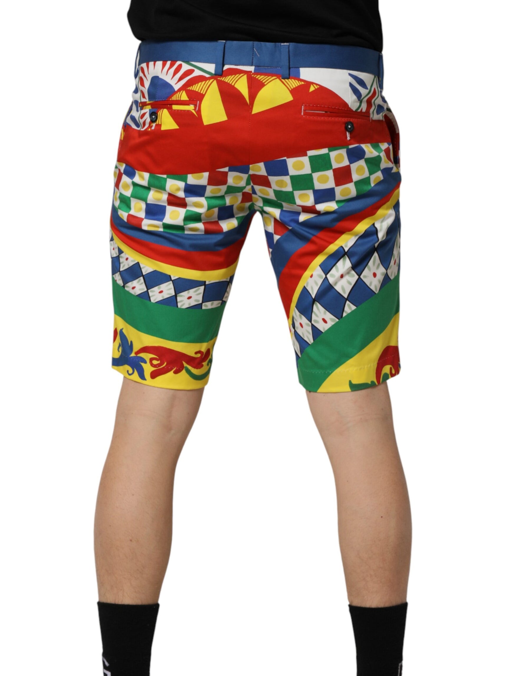 Dolce & Gabbana Multicolor Carretto Print Men Bermuda Shorts | Regal Royce