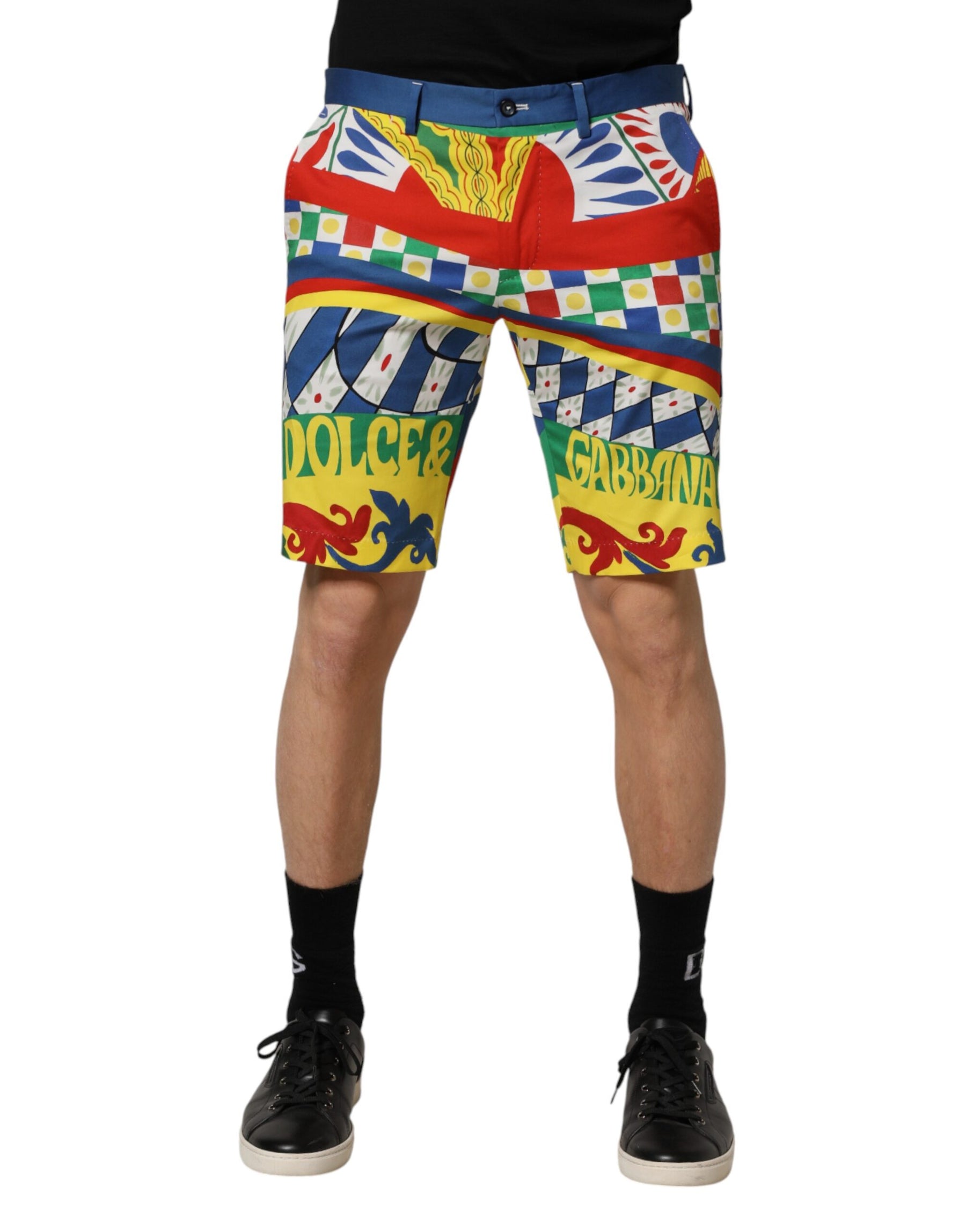 Dolce & Gabbana Multicolor Carretto Print Men Bermuda Shorts | Regal Royce
