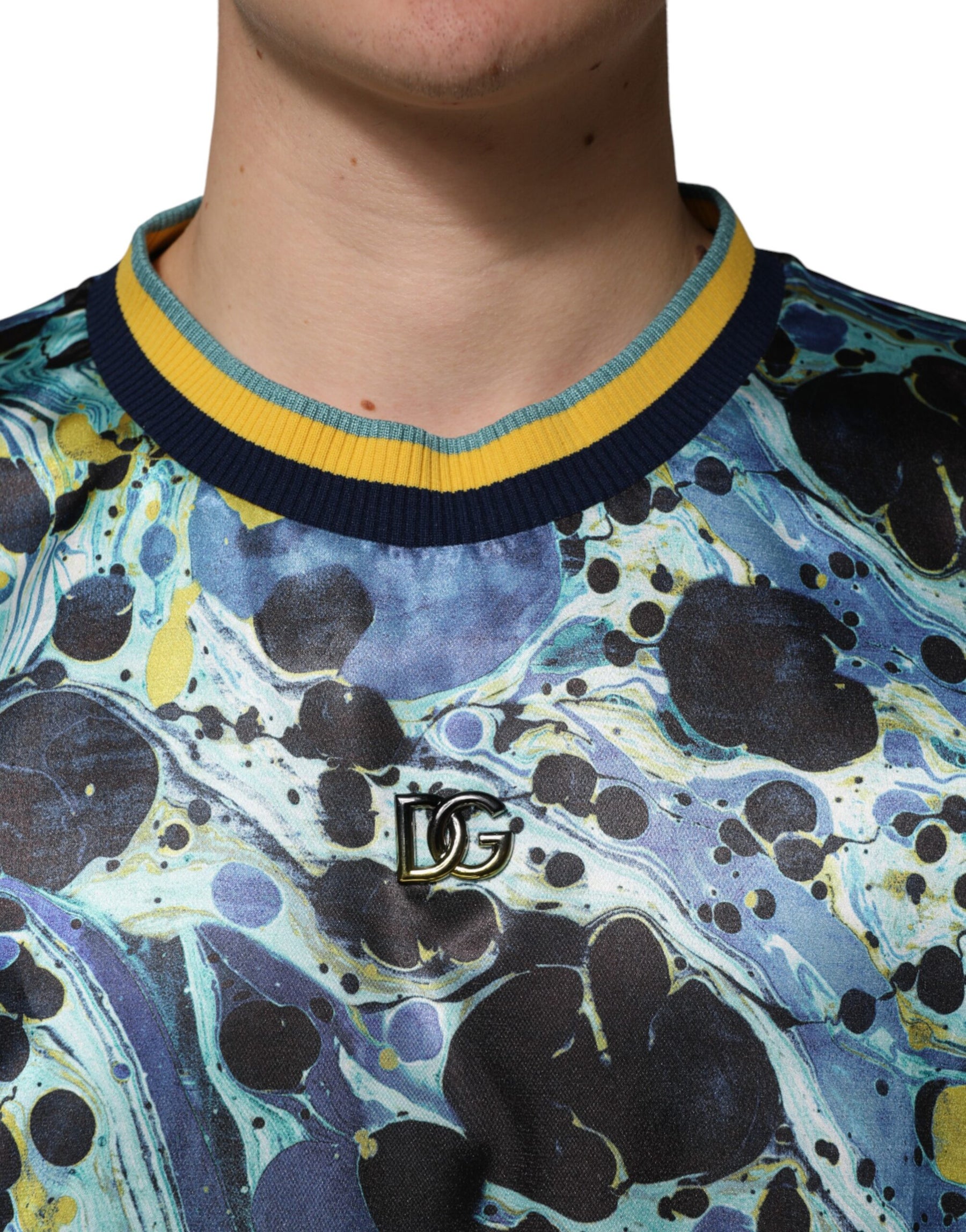 Dolce & Gabbana Multicolor Marble Print Pullover Sweater | Regal Royce