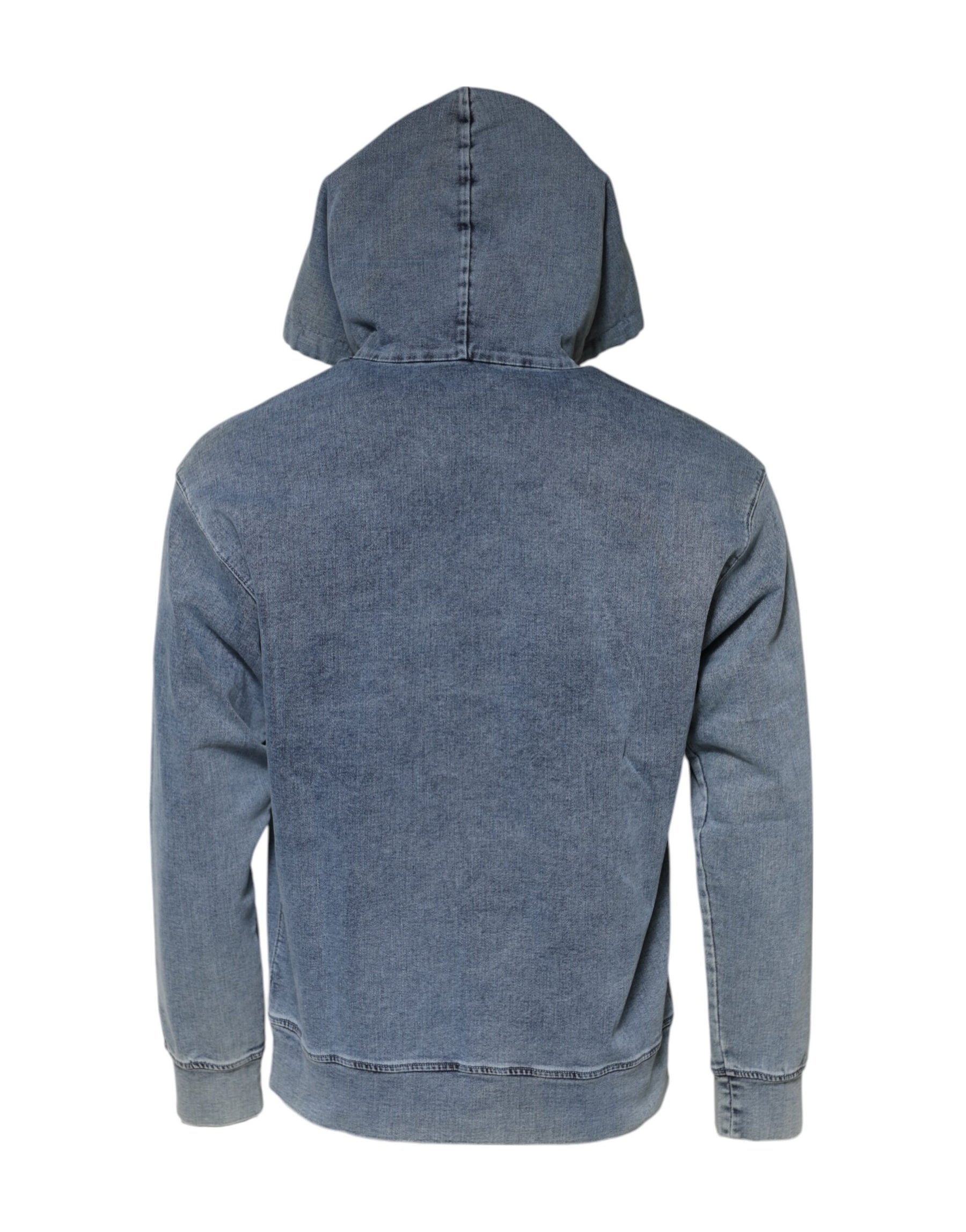 Dolce & Gabbana Blue Cotton Logo Hooded Sweatshirt  Sweater | Regal Royce