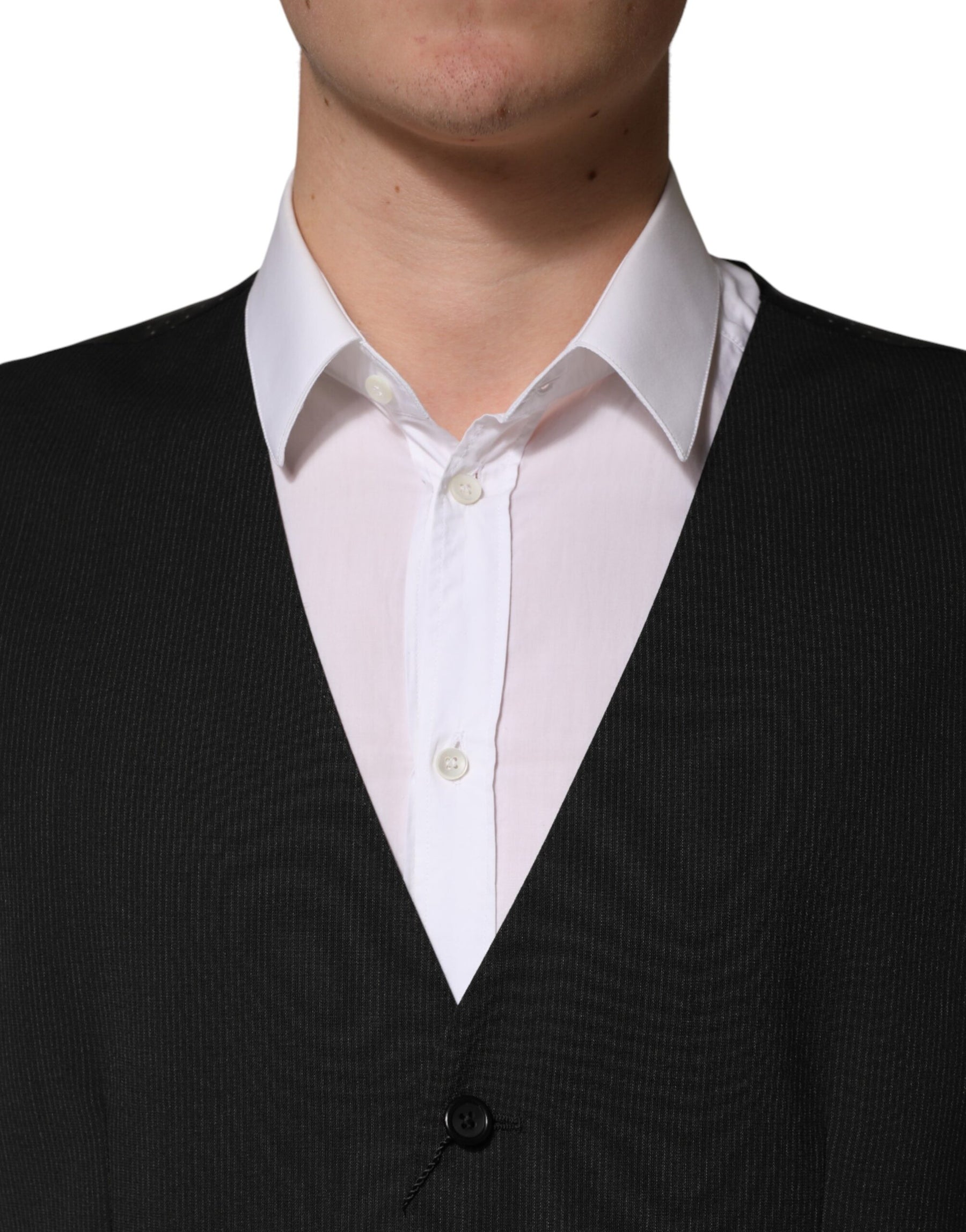 Dolce & Gabbana Black Wool Dress Men Formal Waistcoat Vest | Regal Royce