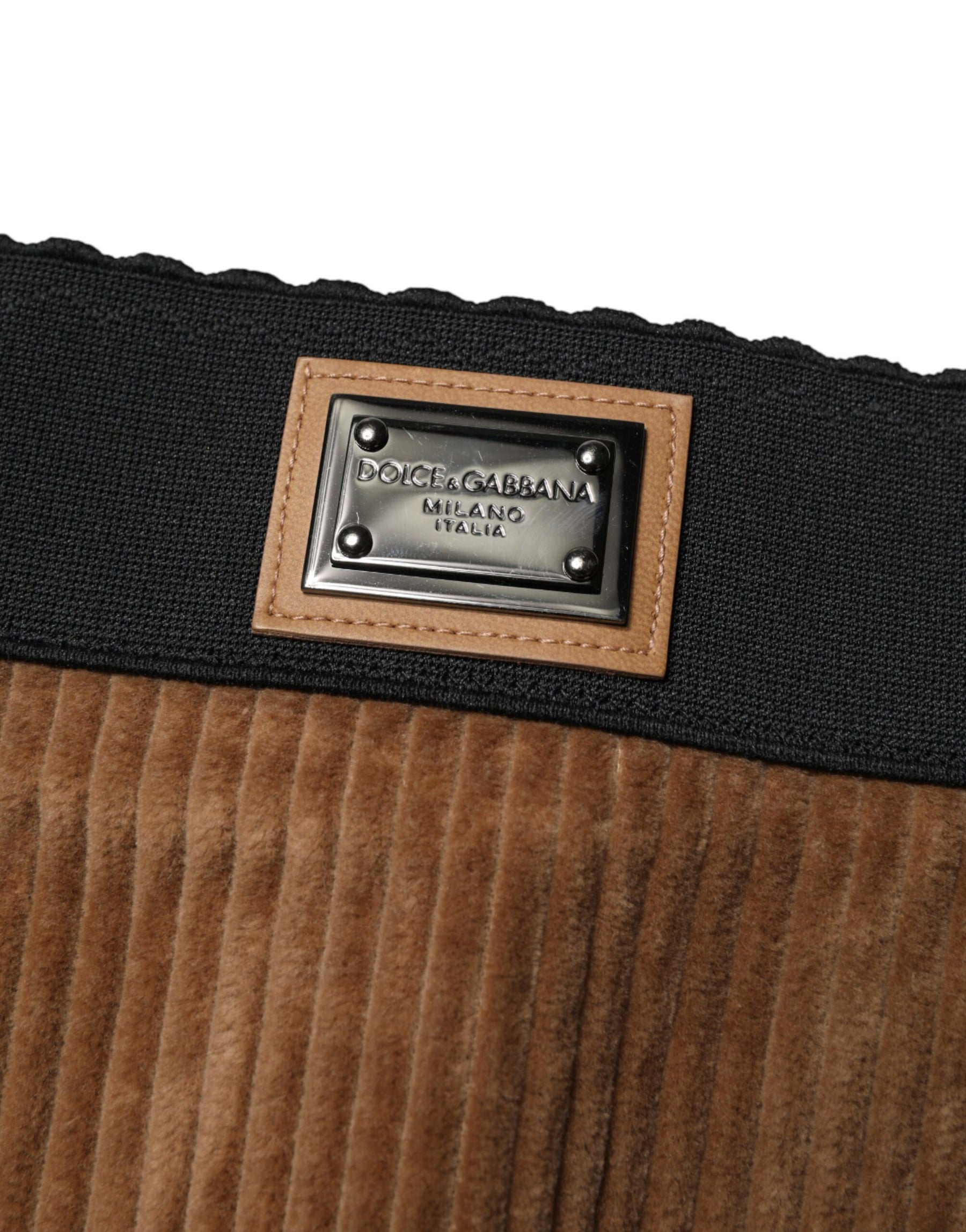Dolce & Gabbana Brown Cotton High Waisted Hot Pants Shorts | Regal Royce