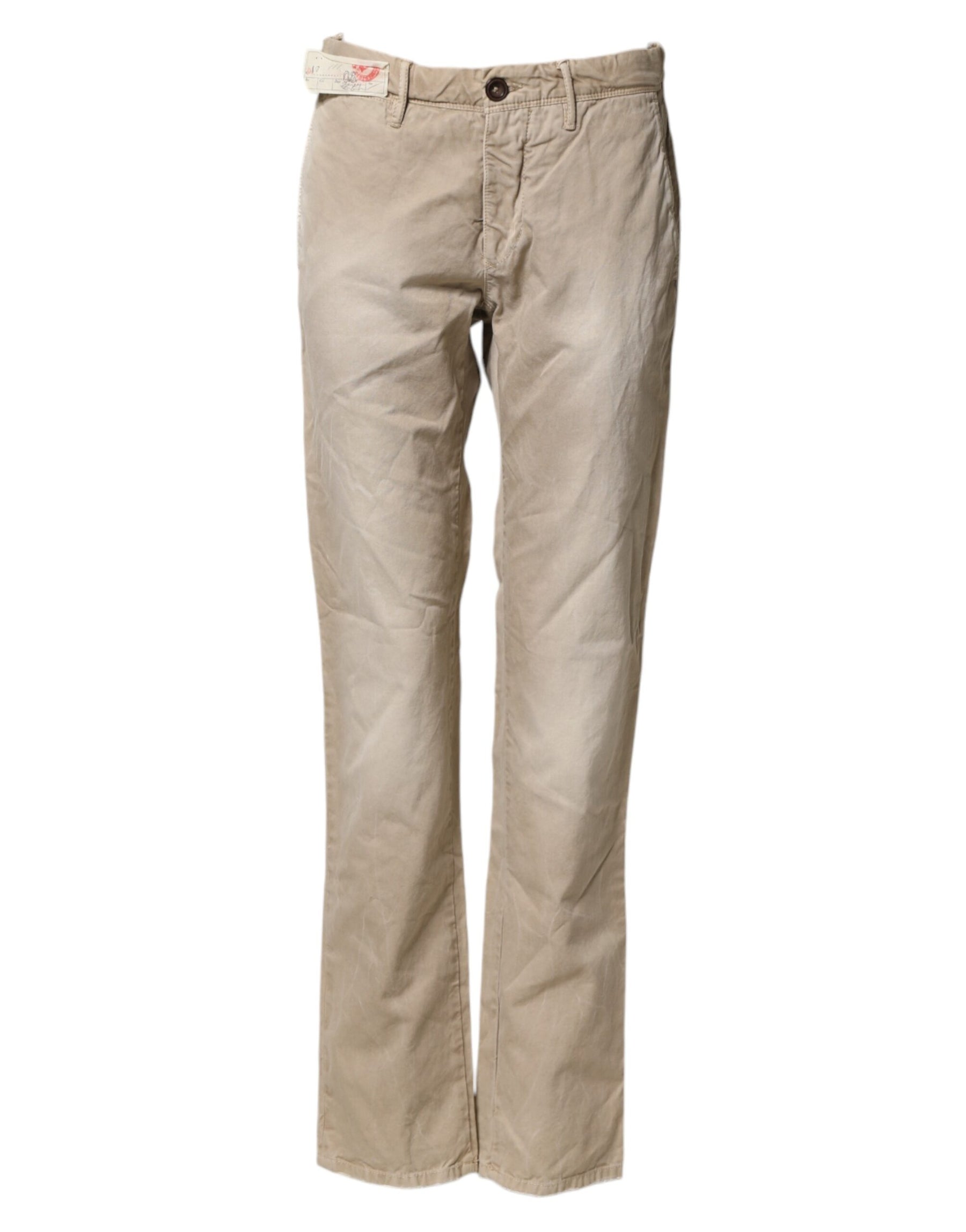 Incotex Beige Mid Waist Straight Women Casual Chino Trouser Pants | Regal Royce