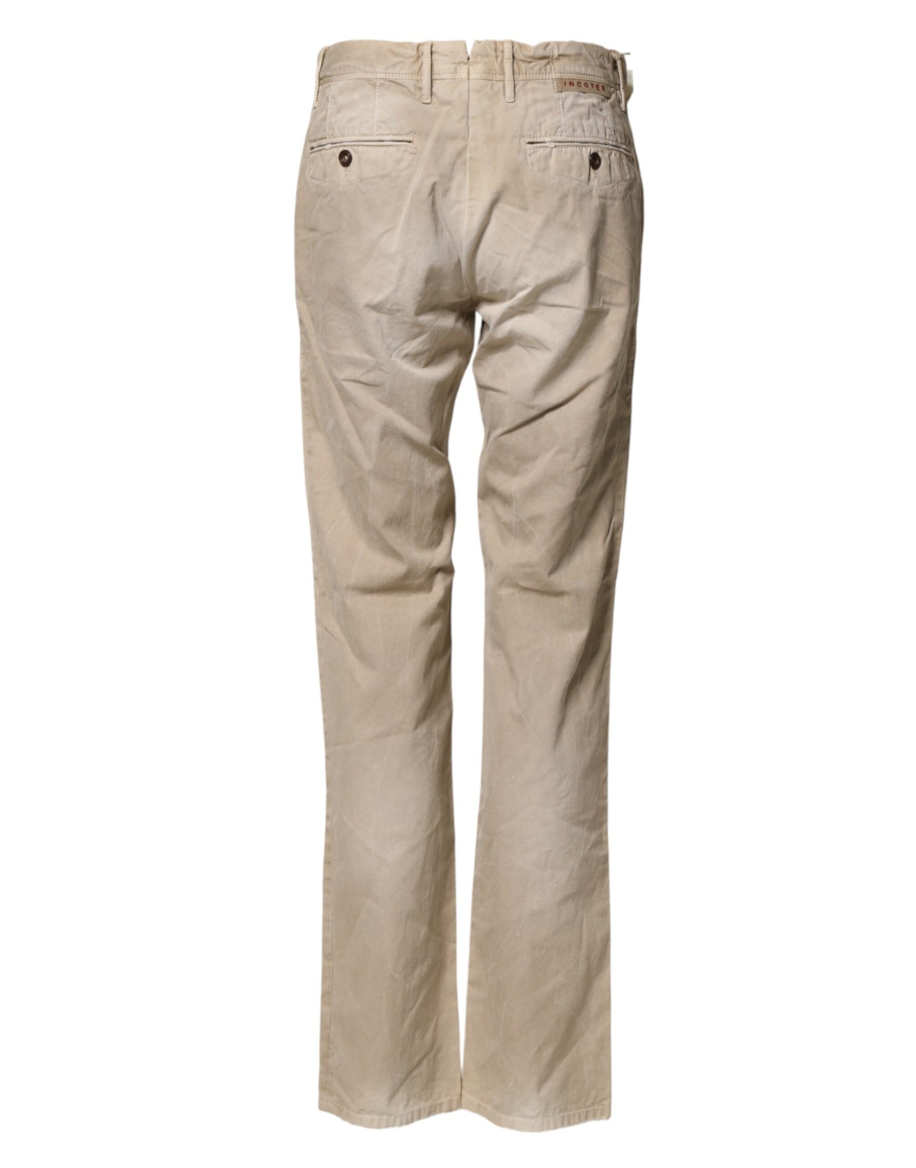 Incotex Beige Mid Waist Straight Women Casual Chino Trouser Pants | Regal Royce