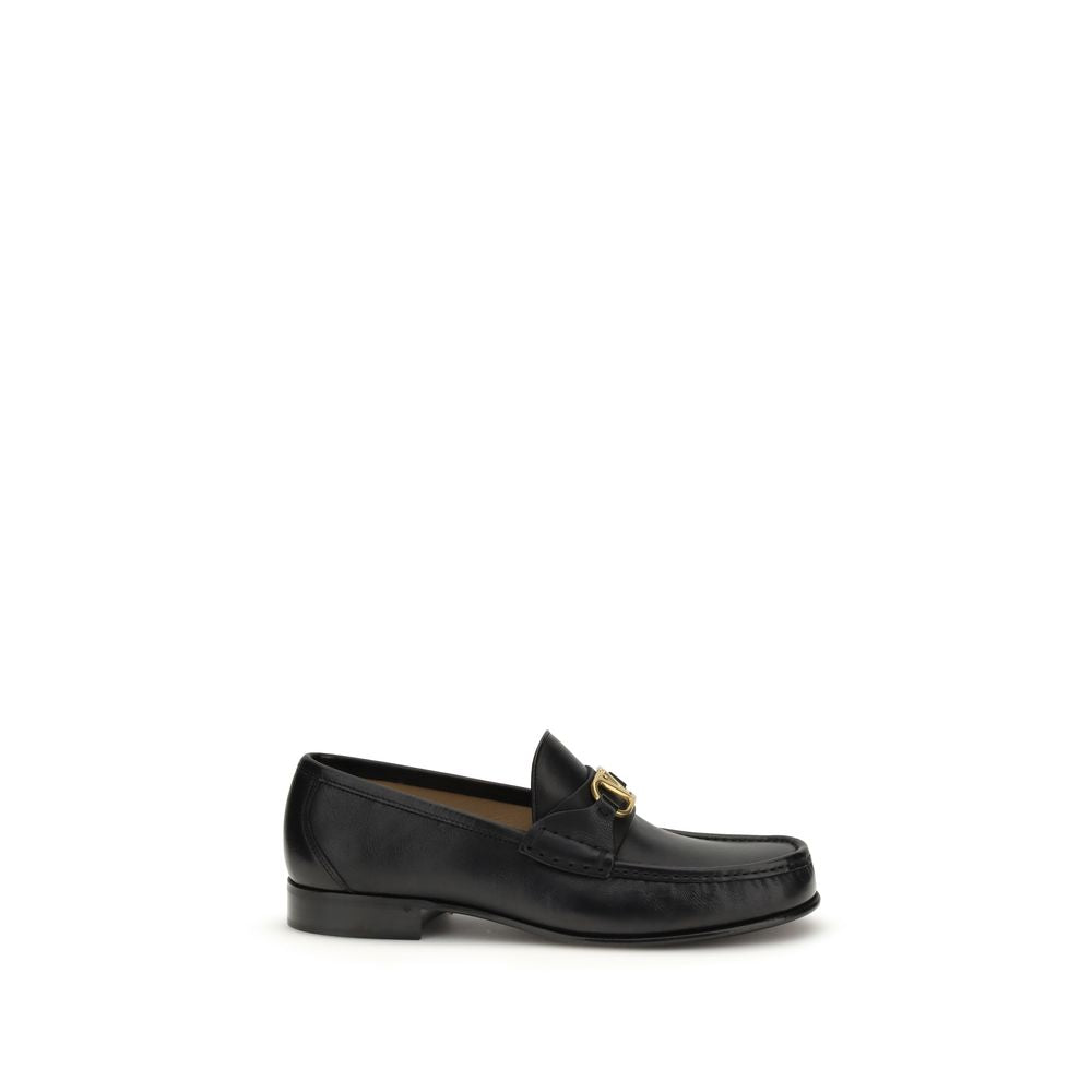 Valentino Garavani Black Calf Leather Bos Taurus Slip-On Loafers | Regal Royce