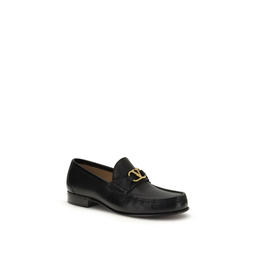 Valentino Garavani Black Calf Leather Bos Taurus Slip-On Loafers | Regal Royce