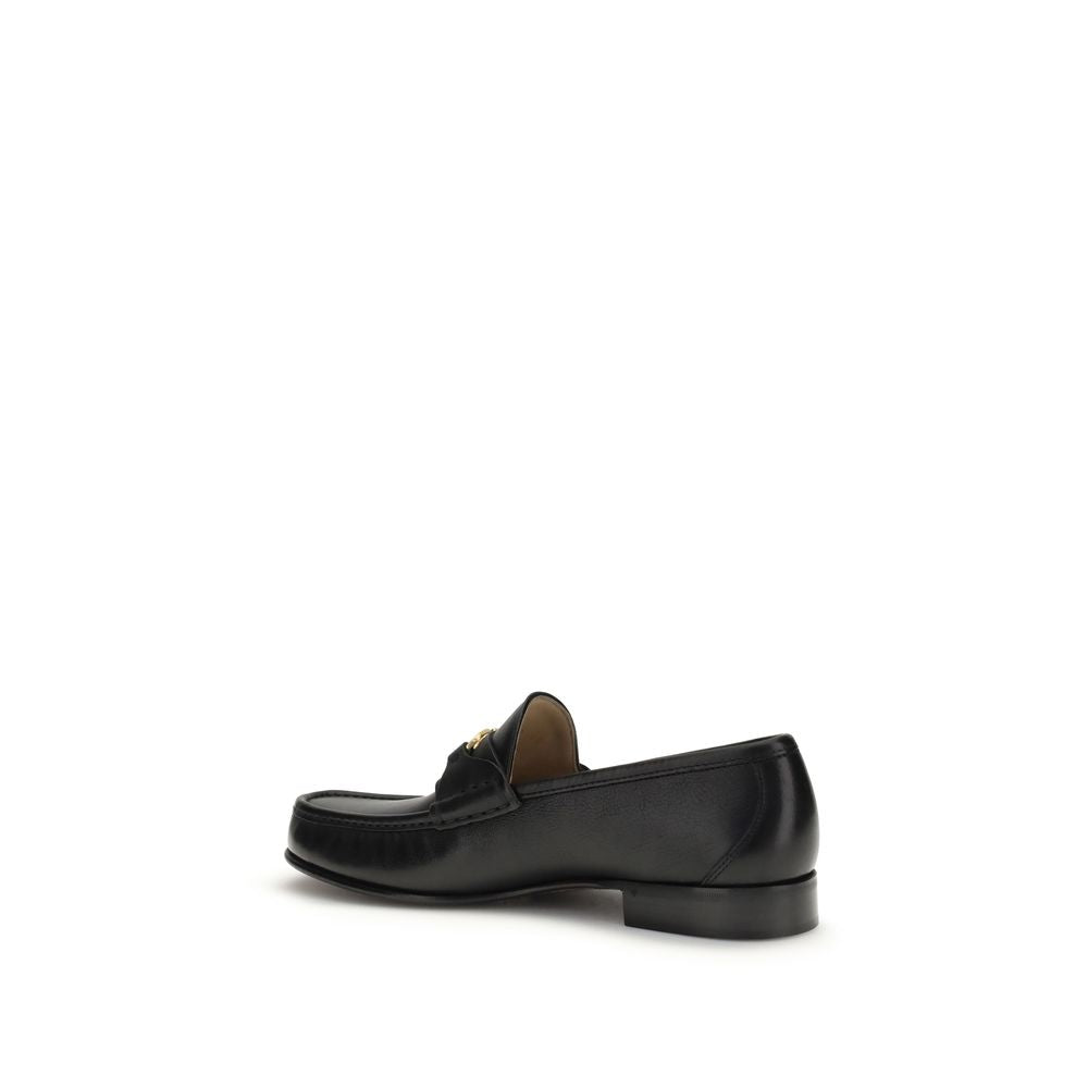 Valentino Garavani Black Calf Leather Bos Taurus Slip-On Loafers | Regal Royce