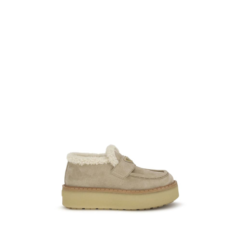 Prada Beige Calf Leather Bos Taurus Platform Loafers | Regal Royce