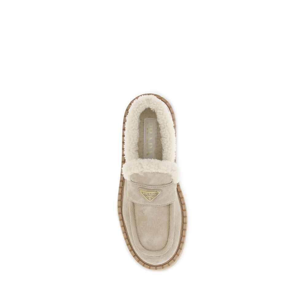 Prada Beige Calf Leather Bos Taurus Platform Loafers | Regal Royce