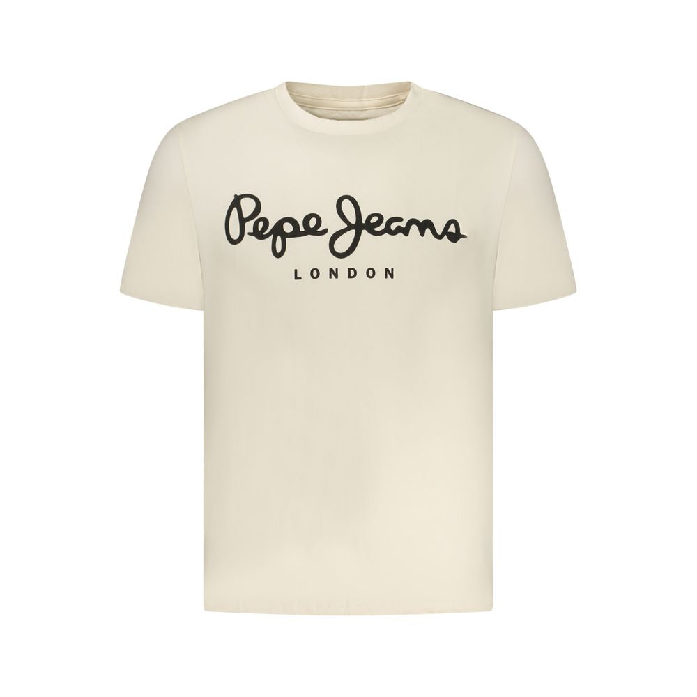 Pepe Jeans Beige Cotton Men's T-Shirt | Regal Royce