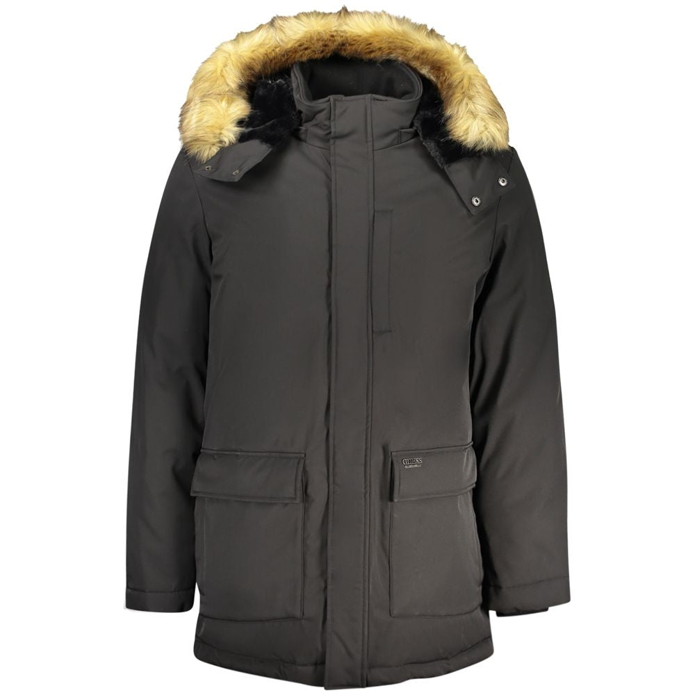 Guess Jeans Black Polyester Mens Jacket | Regal Royce