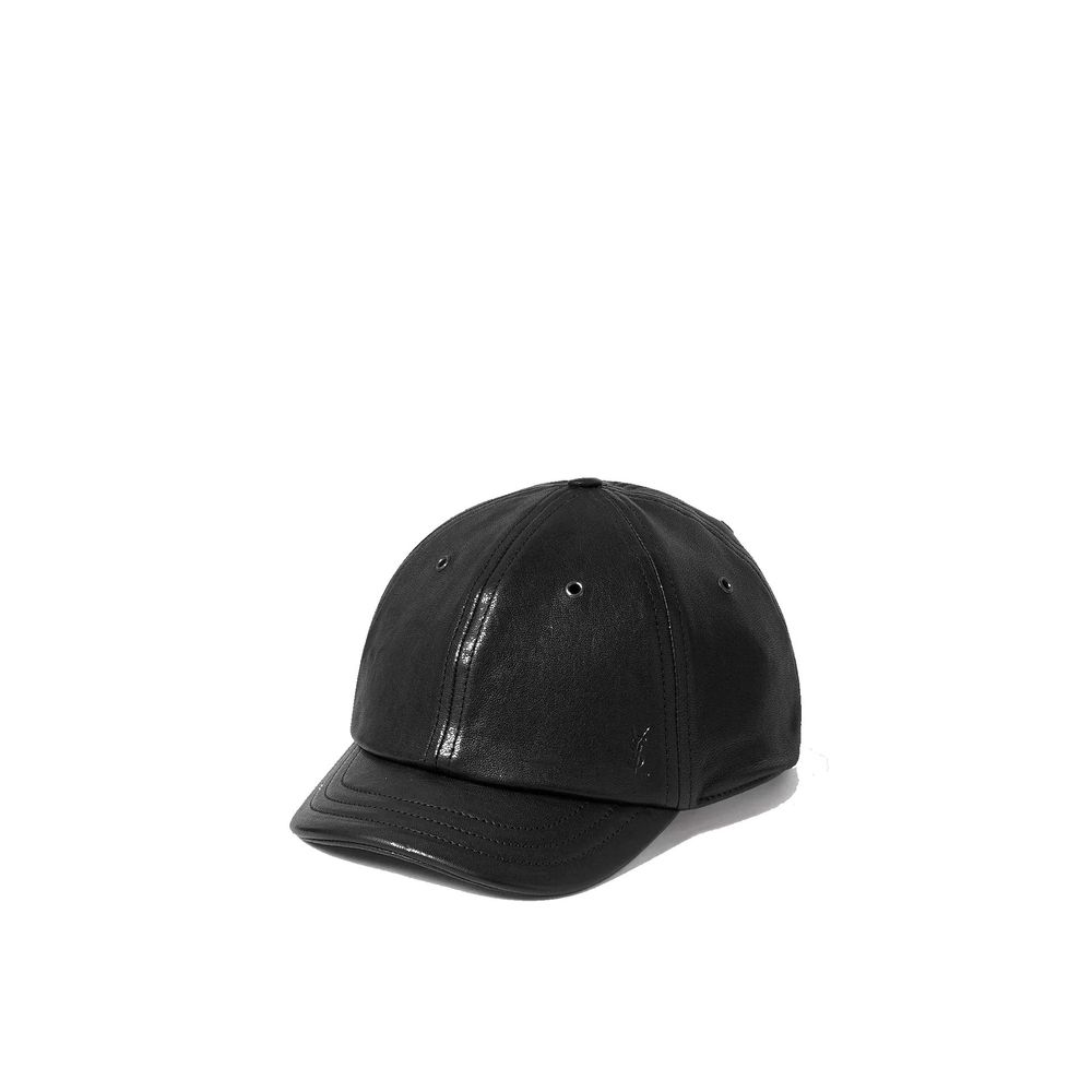 Saint Laurent Black Lamb Leather Cap (Baseball Hat) | Regal Royce