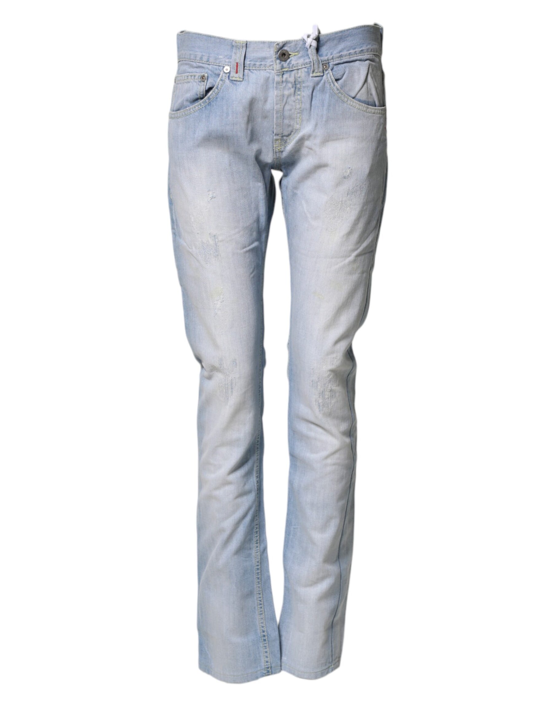 Dondup Light Blue Cotton Stretch Straight Denim Trouser Jeans | Regal Royce