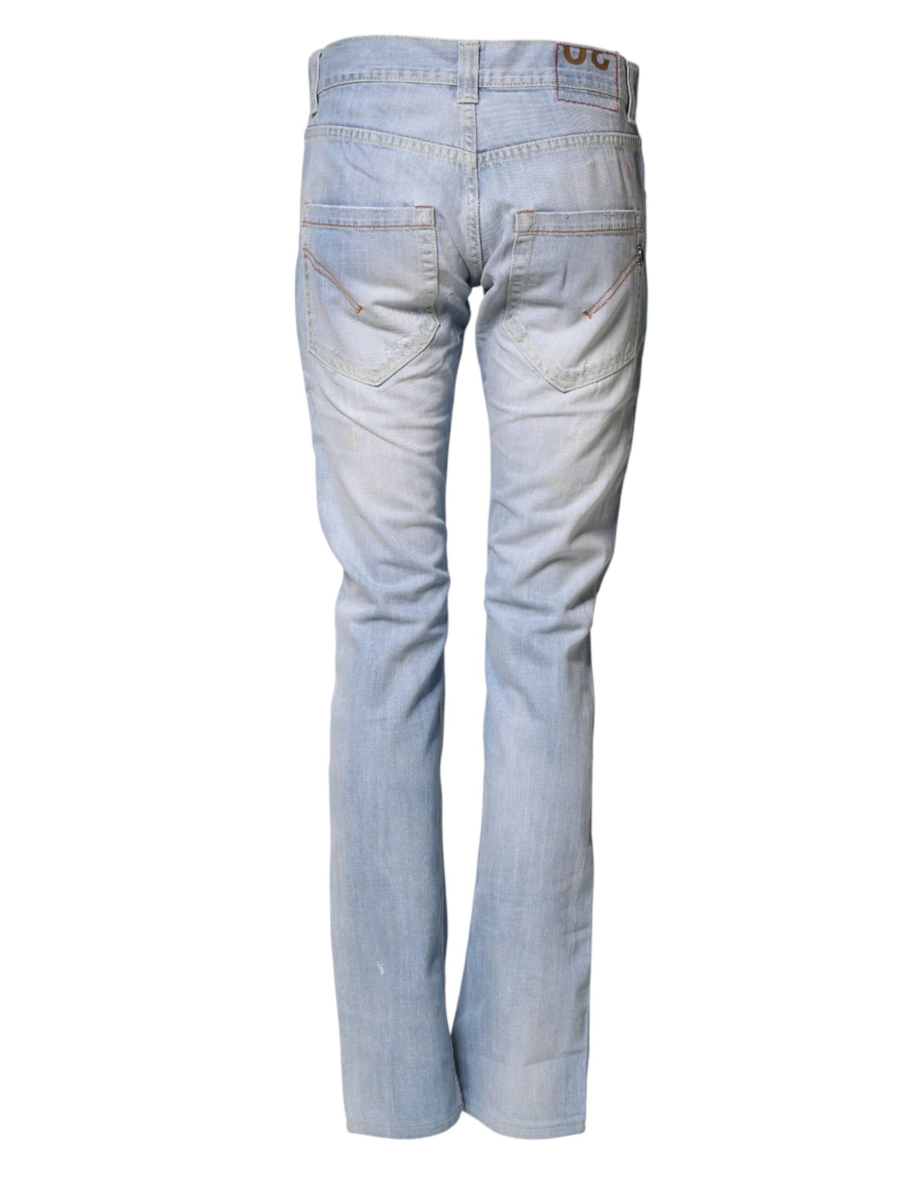 Dondup Light Blue Cotton Stretch Straight Denim Trouser Jeans | Regal Royce