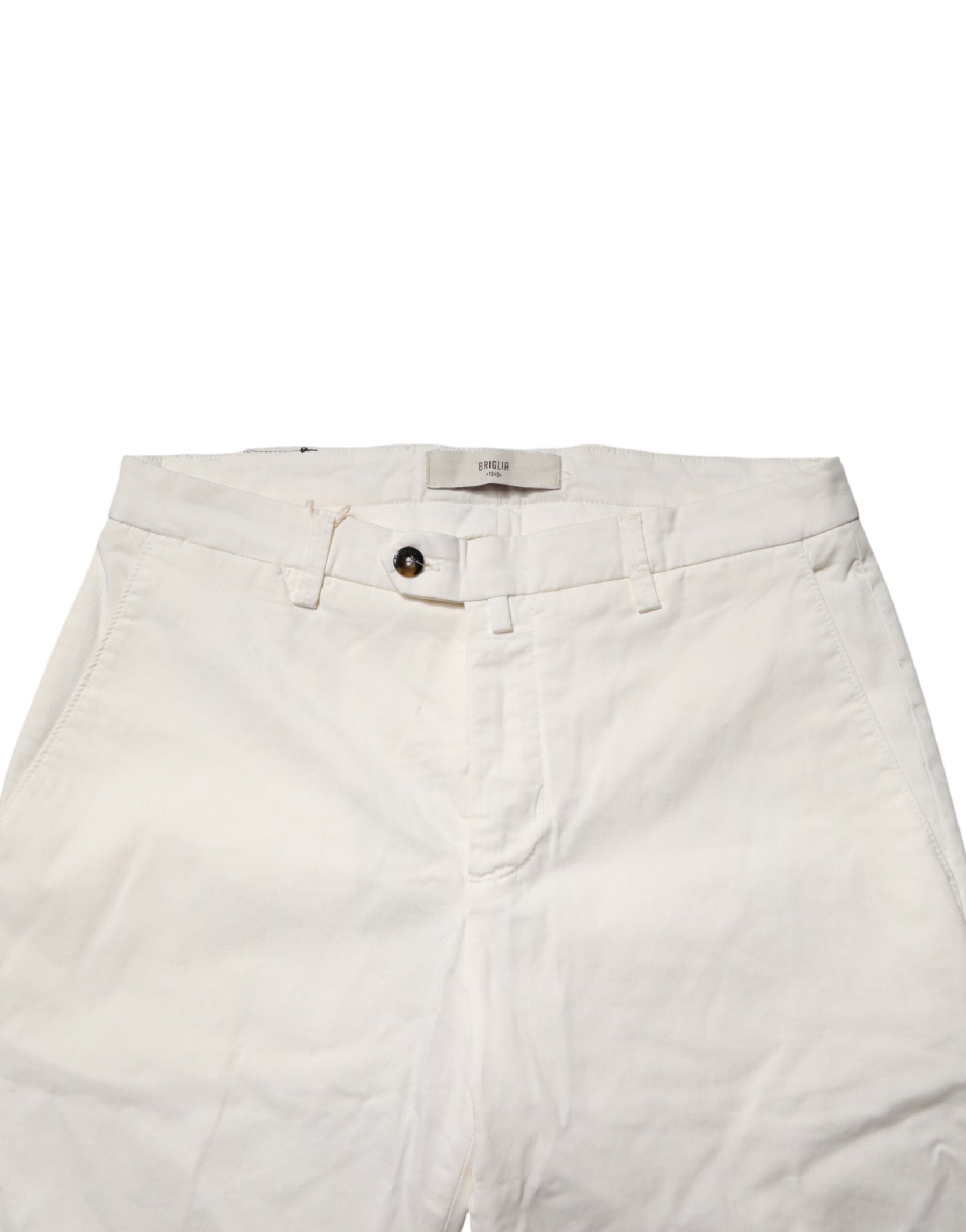 Briglia 1949 White Cotton Straight Fit Chino Trouser Pants | Regal Royce