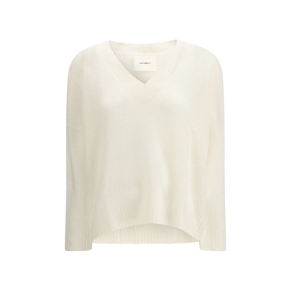 Lisa Yang White Cashmere Cashmere Sweater | Regal Royce