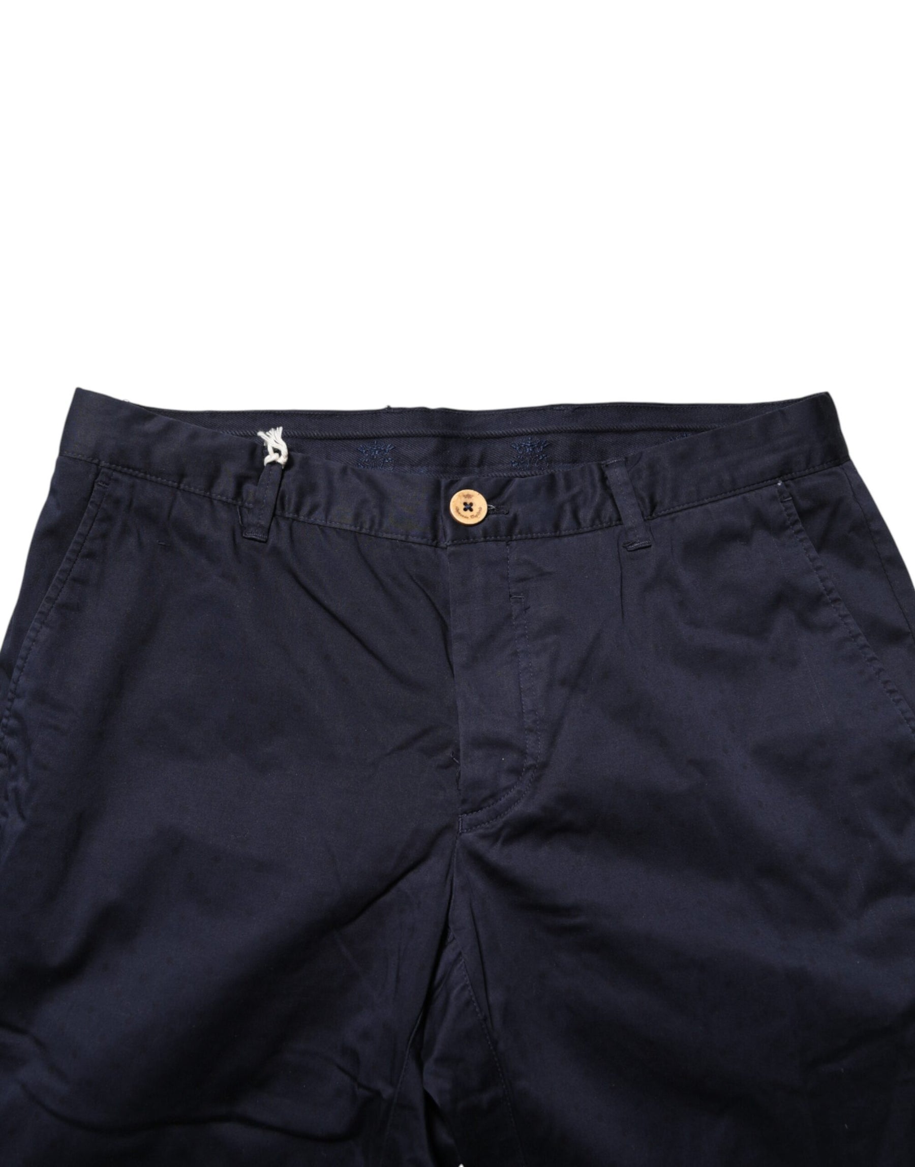 Domenico Tagliente Navy Blue Straight Chino Mid Waist Pants | Regal Royce