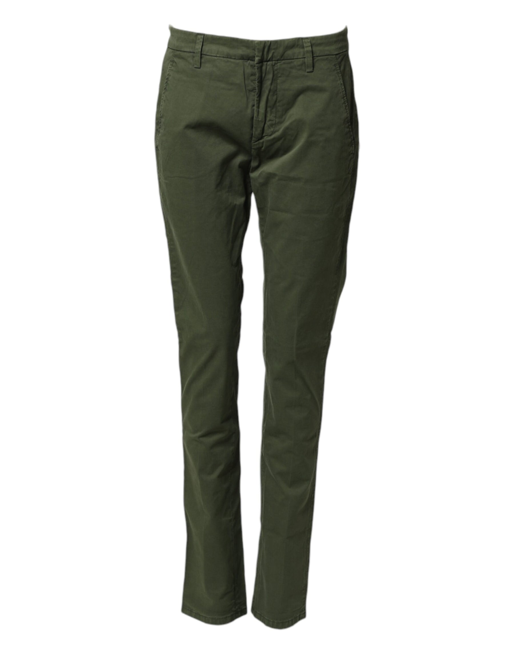Dondup Dark Green Cotton Stretch Skinny Chino Trouser Pants | Regal Royce