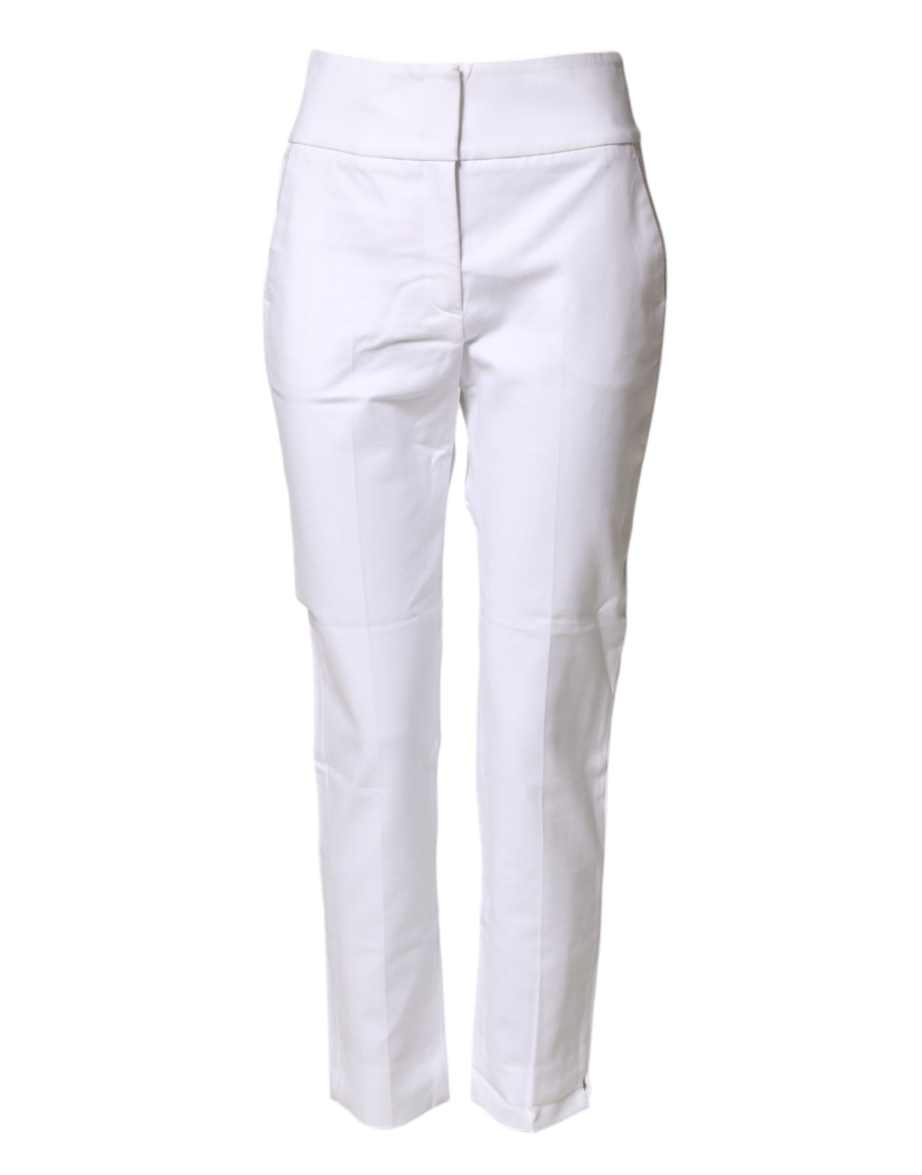 Peserico White High Waist Tapered Fit Chino Trouser Pants | Regal Royce