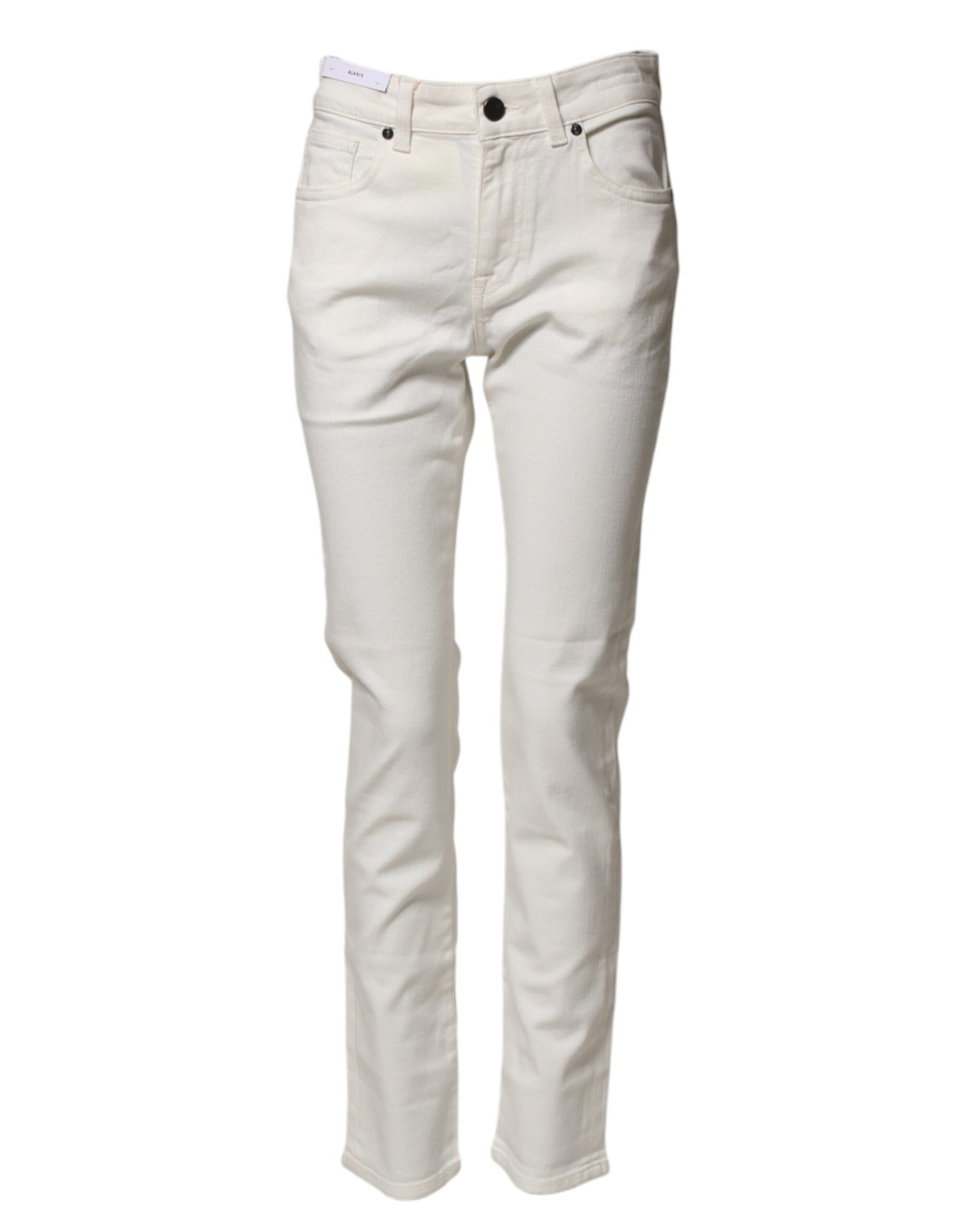 PT Torino White Cotton Mid Waist Skinny Denim Trouser Jeans | Regal Royce
