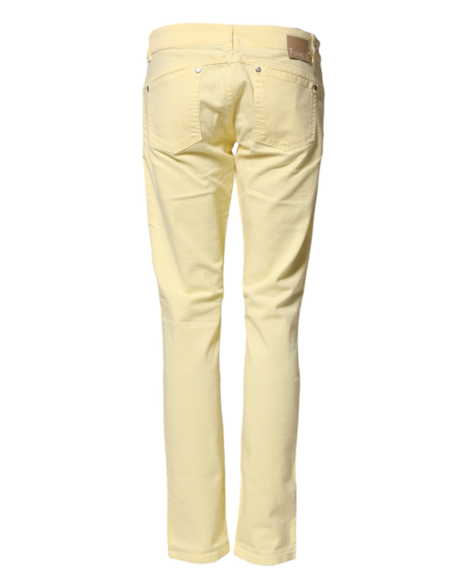 PINKO Yellow Cotton Low Waist Slim Fit Skinny Denim Casual Jeans | Regal Royce